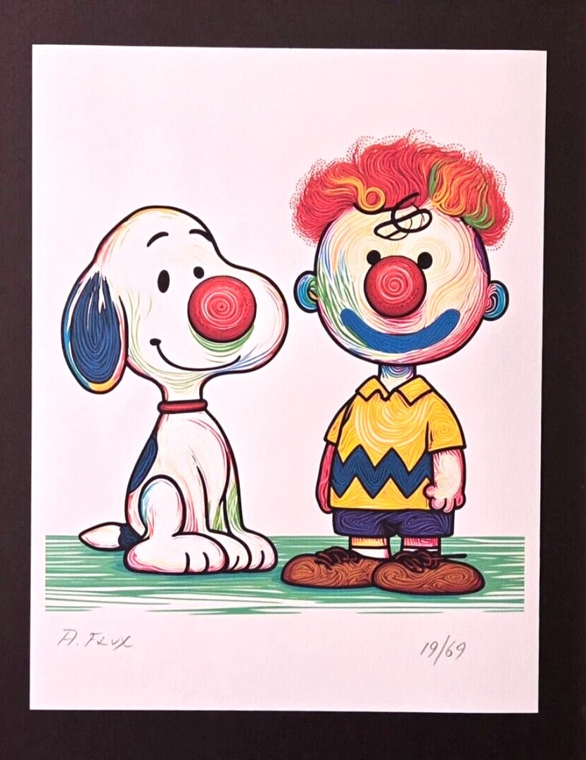 AIDAN FLUX | Hand Signed Authentic Print Framed Snoopy and Charlie Brown COA - 2