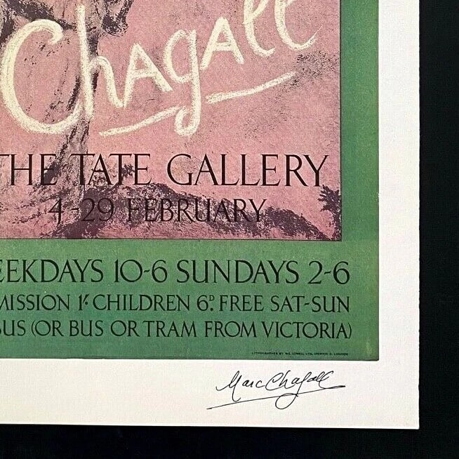 MARC CHAGALL | ORIGINAL VINTAGE 1975 | SIGNED PRINT | MOUNTED IN 11X14 BOARD | - 2