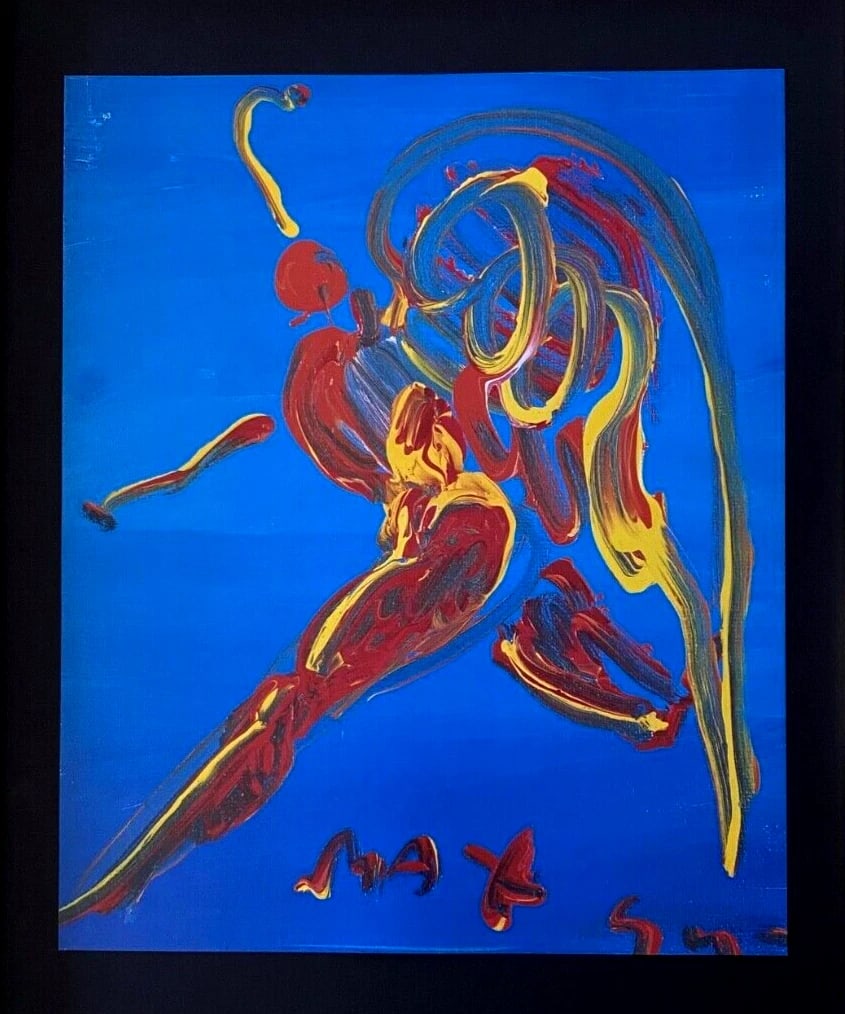 Peter Max | Angel Vintage Print Signed | Framed Large 16x12in. Gold Pop Art! - 2
