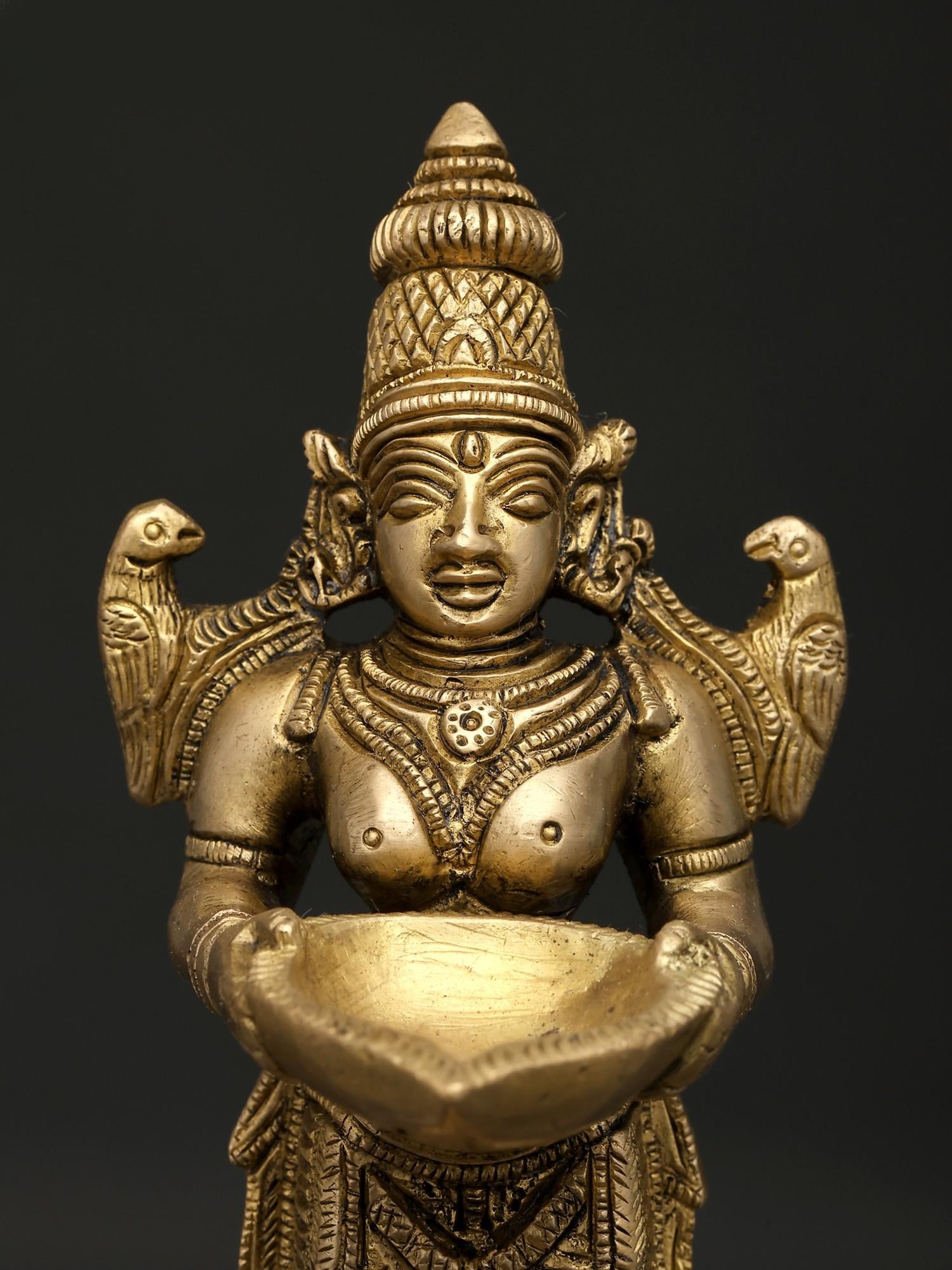 8" Deep Lakshmi | Brass Statue | Made In India | Handmade - 2
