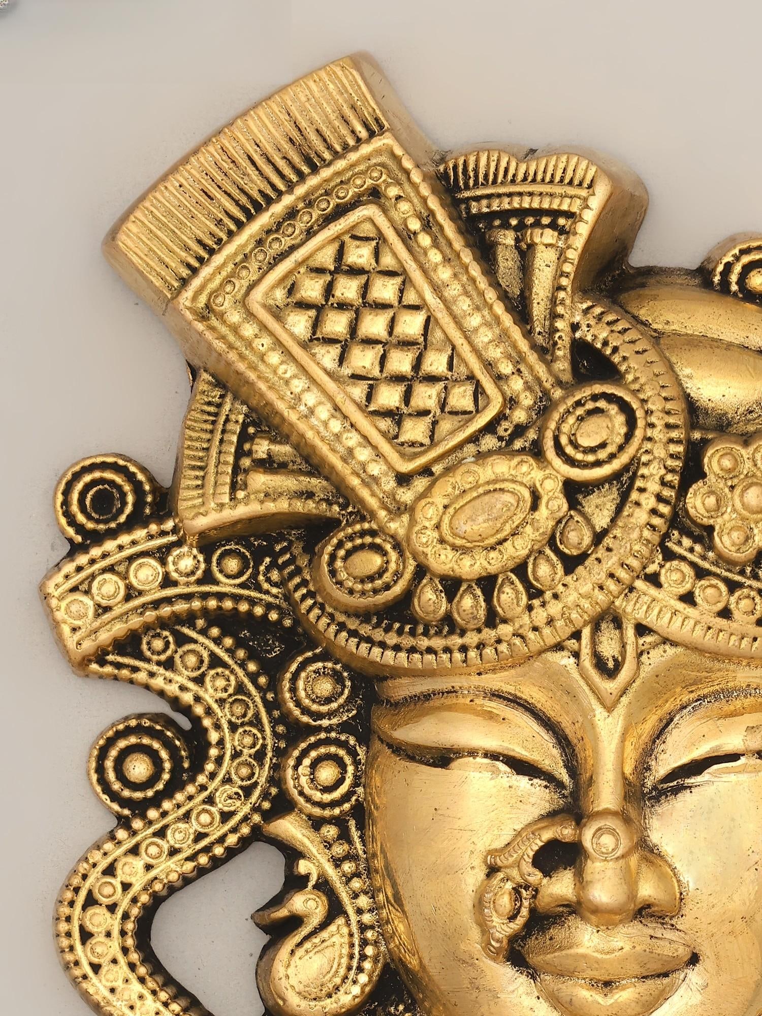 6" Brass Shrinathji Wall Hanging Statue | Handmade | Brass Statue - 2