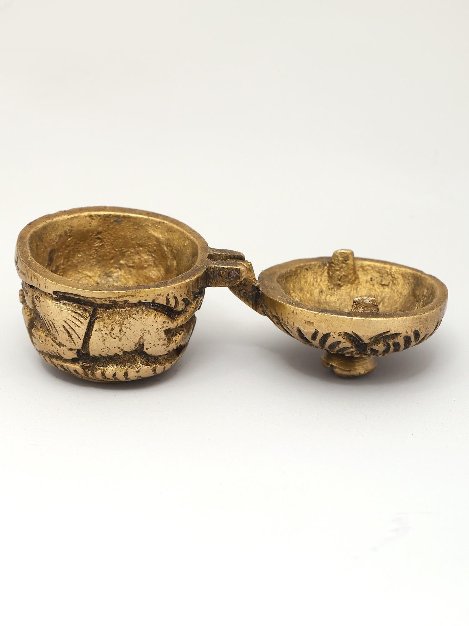 2" Small Sindoor Box | Brass Kumkum Box - 2