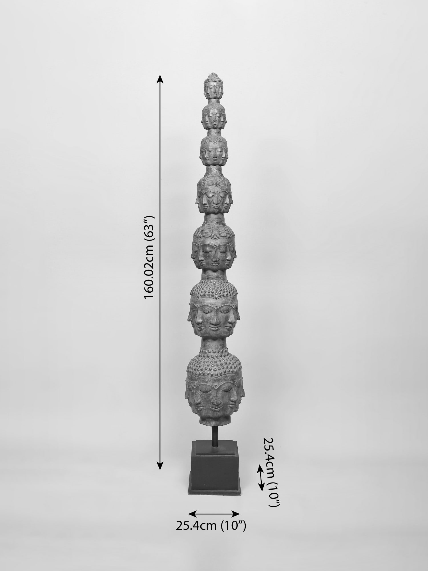 63" Large Tower of Tranquility: 56 Buddha Heads | From Indonesia - 2