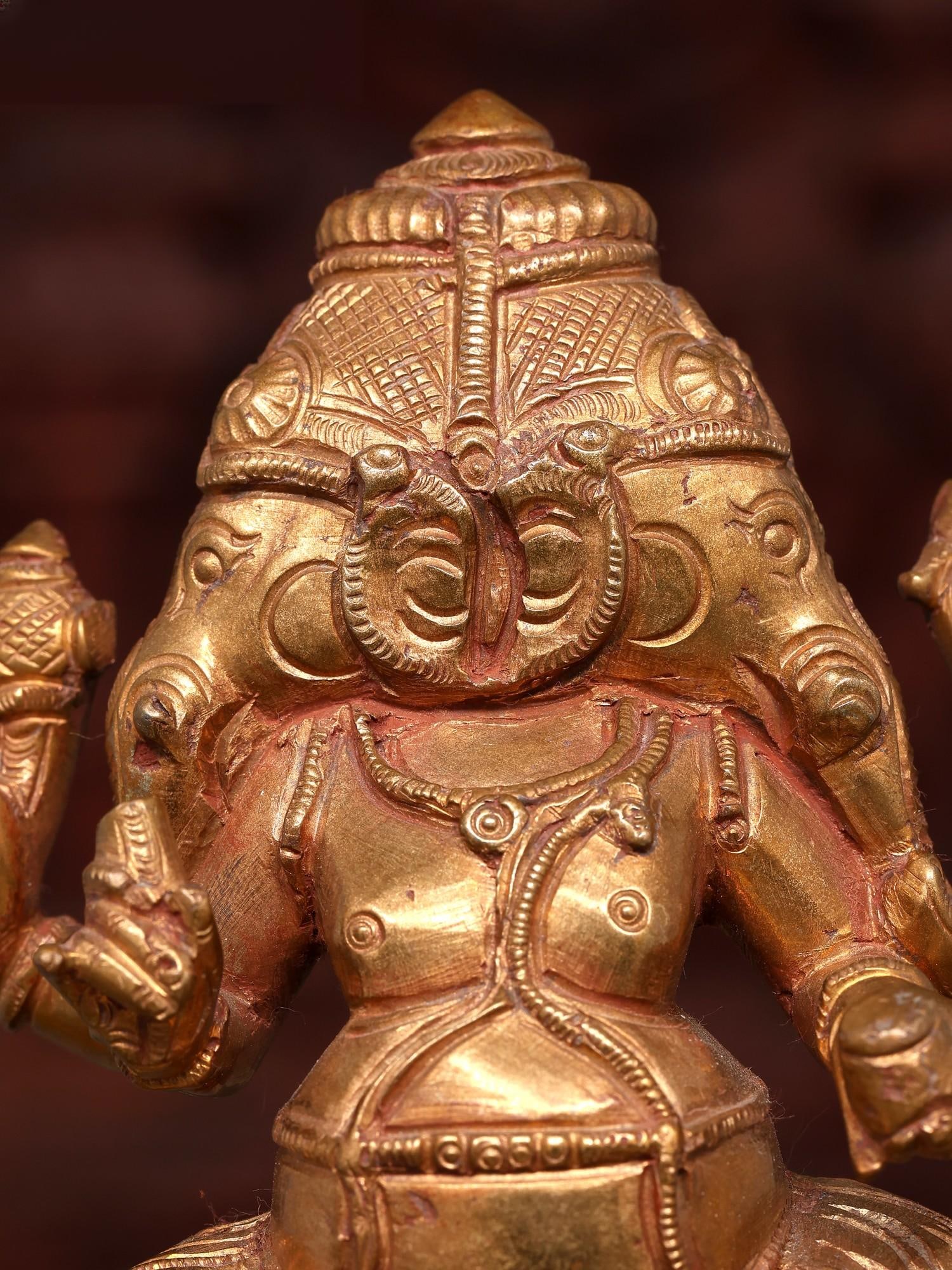 5" Small Two Headed Ganesha | Bronze Statue - 2