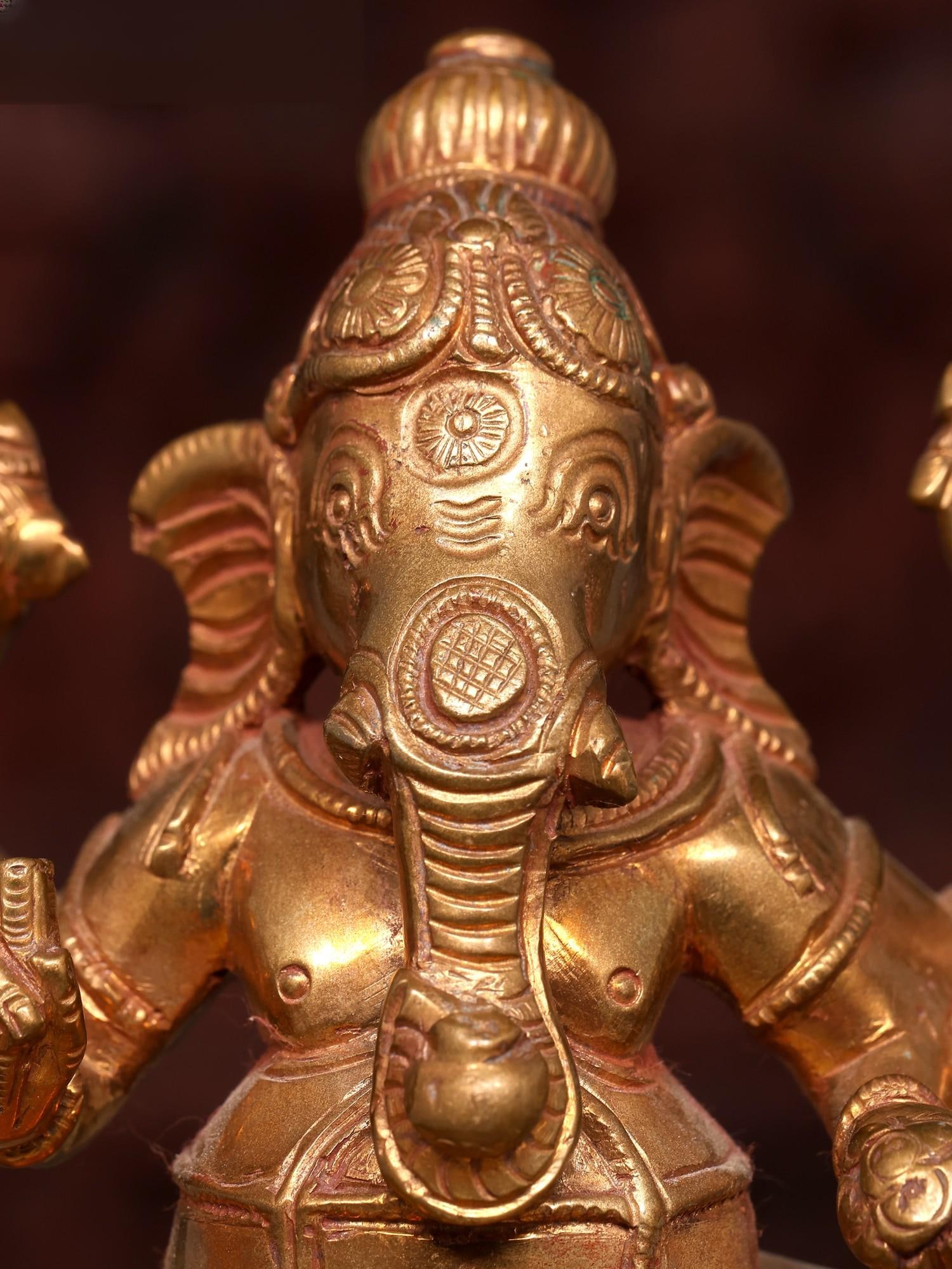 5" Small Eight Armed Lord Ganesha | Bronze Statue - 2