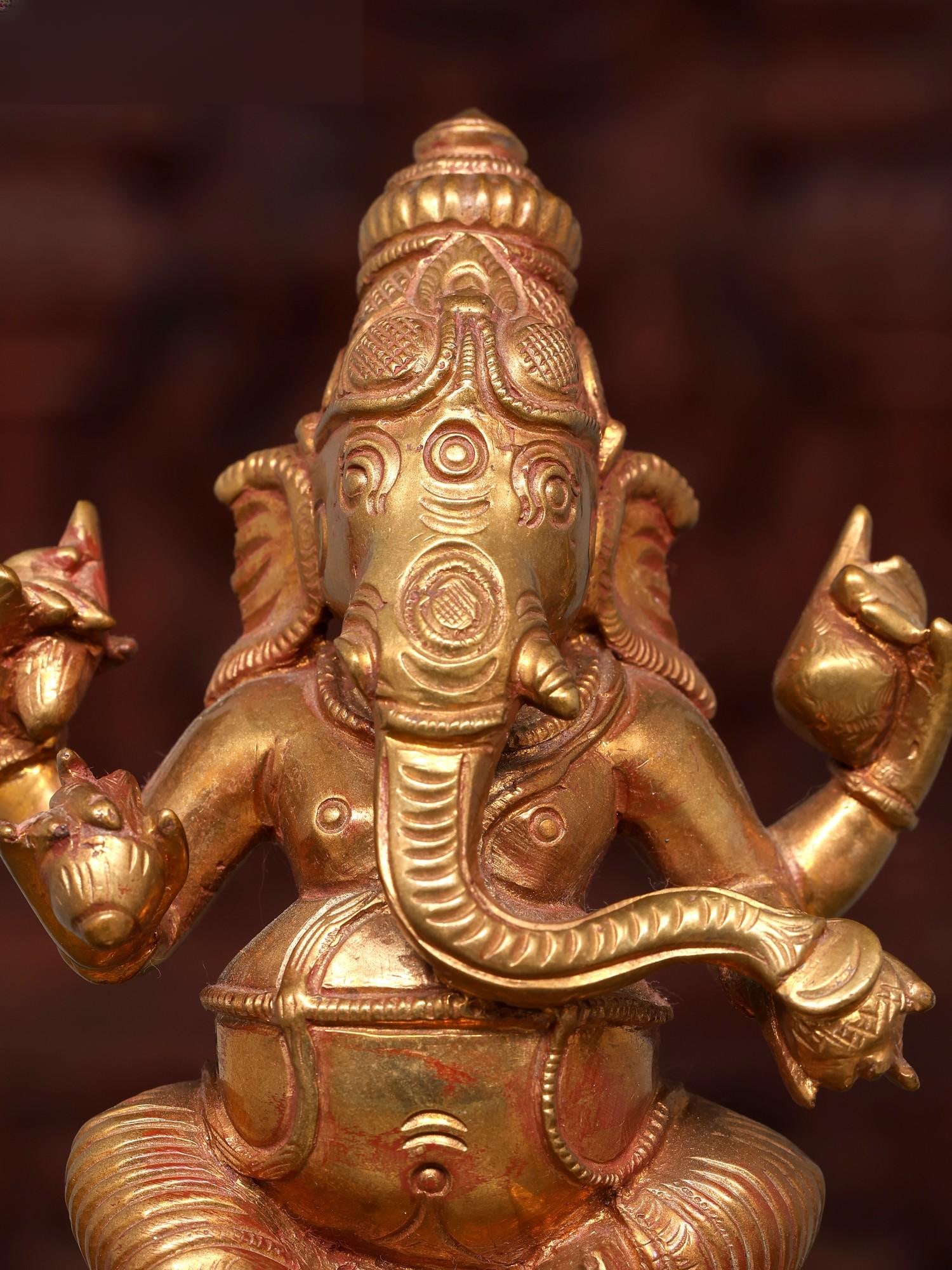 5" Small Bhagawan Ganesha | Bronze Statue - 2