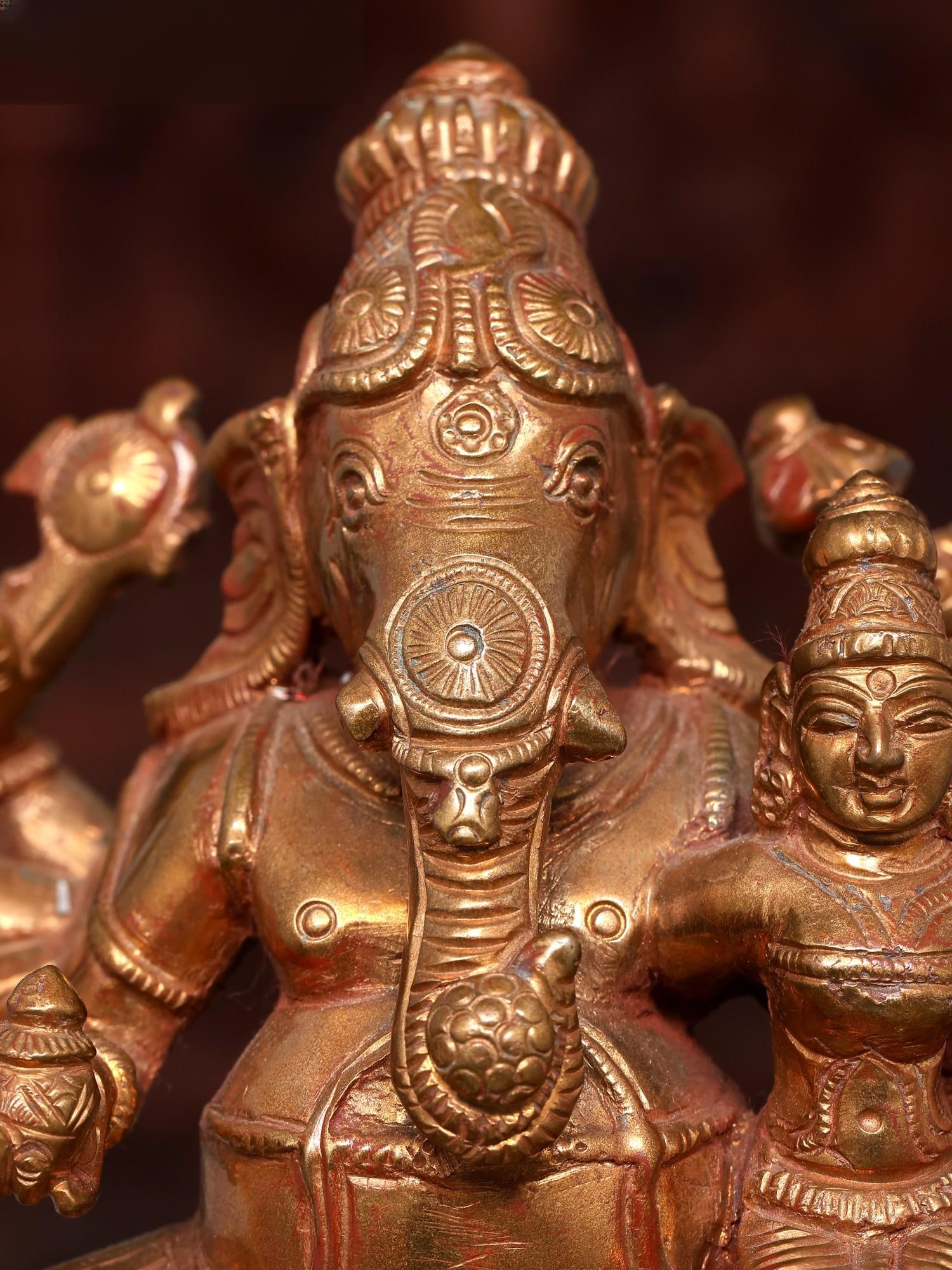5" Small Vallabha Ganapati | Bronze Idol - 2