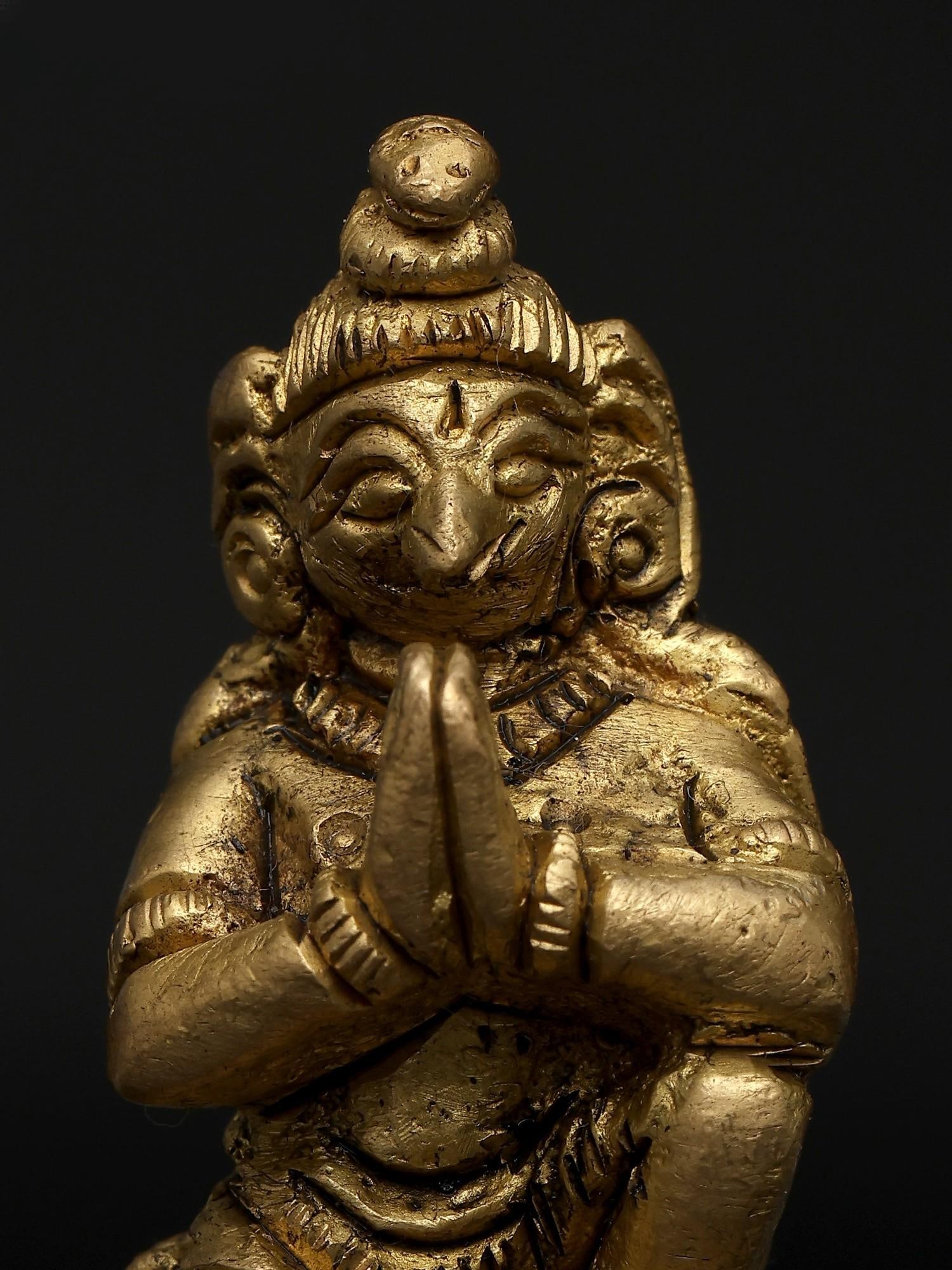 2" Brass Garuda Idol in Namaskar Posture - Divine Mount of Lord Vishnu - 2
