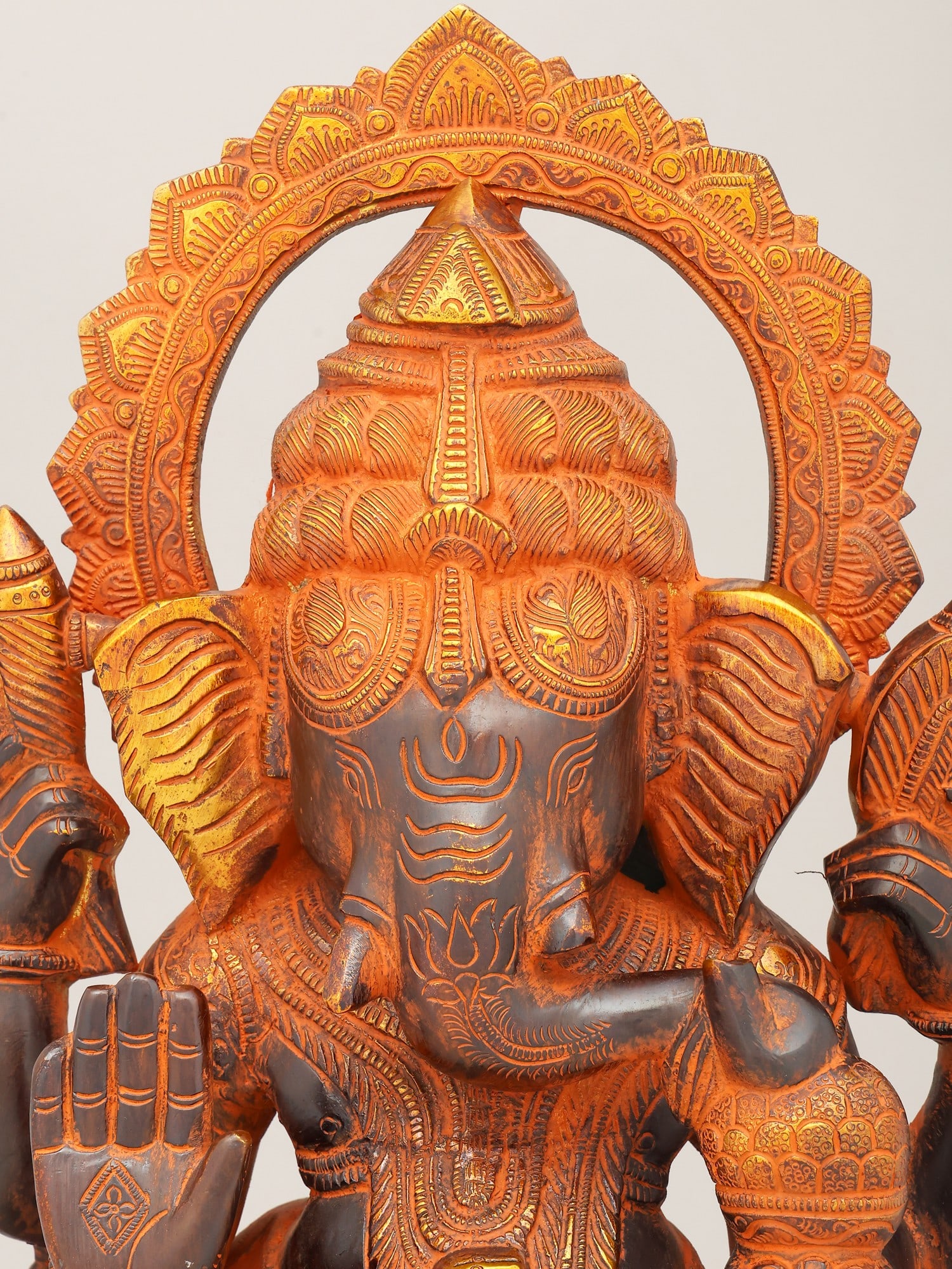 19" Black and Golden Toned Blessing Lord Ganesha | Brass Statue - 2