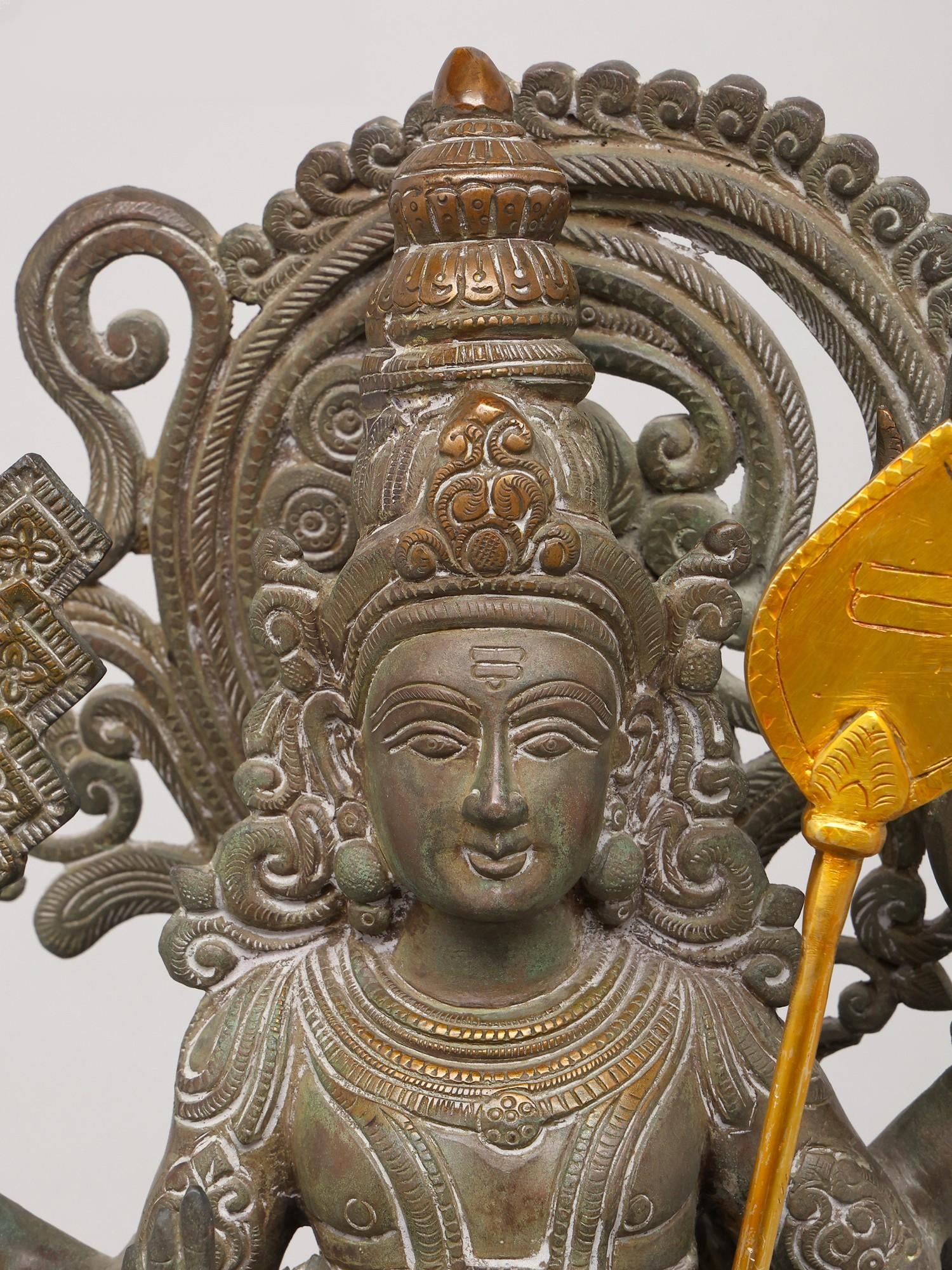 20" Brass Standing Lord Murugan (Karttikeya) - The God of War, Victory, and Wisdom - 2