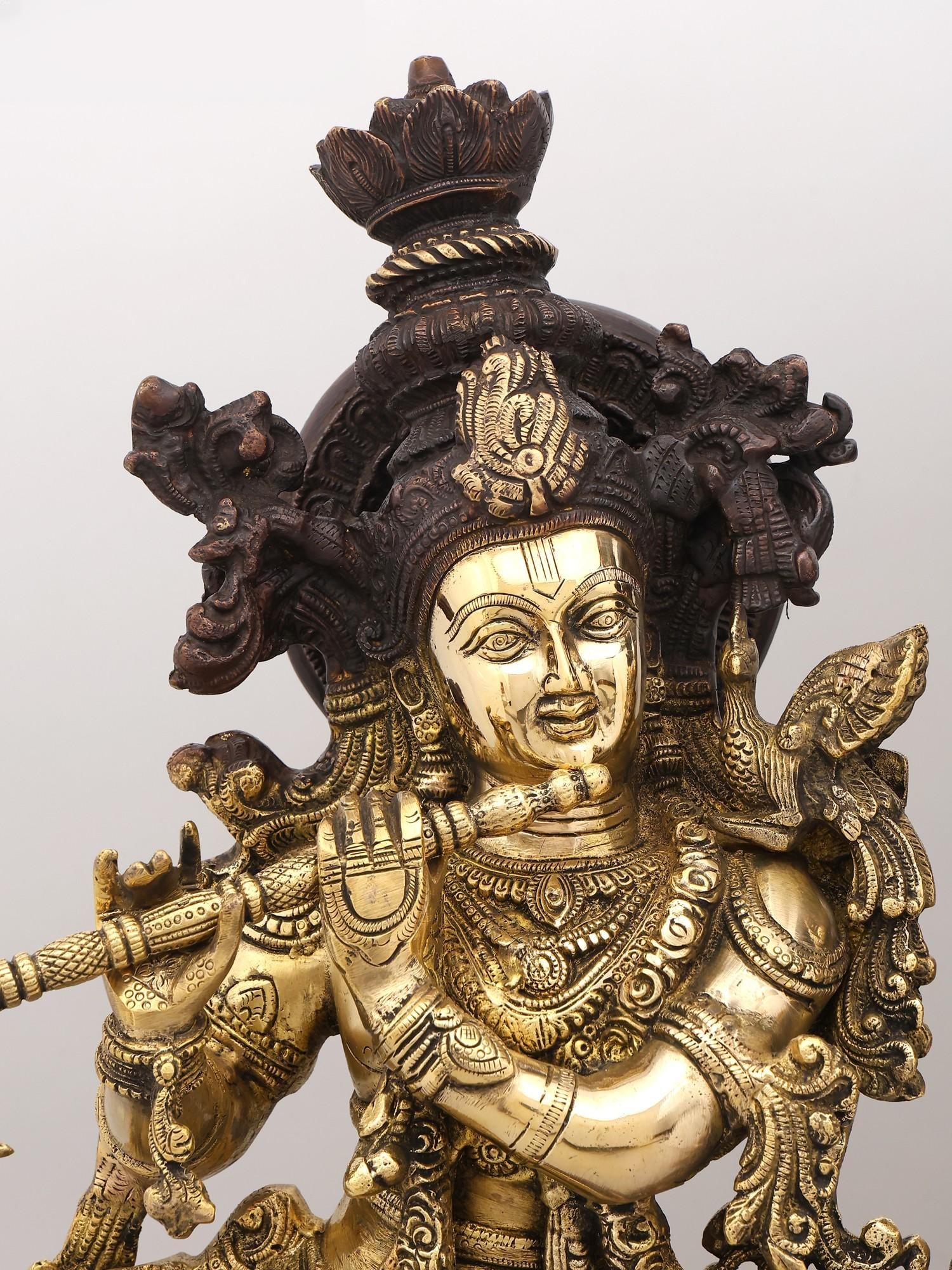 27" Divine Melody of Radha-Krishna | Brass Statue | Made In India | Handmade - 2