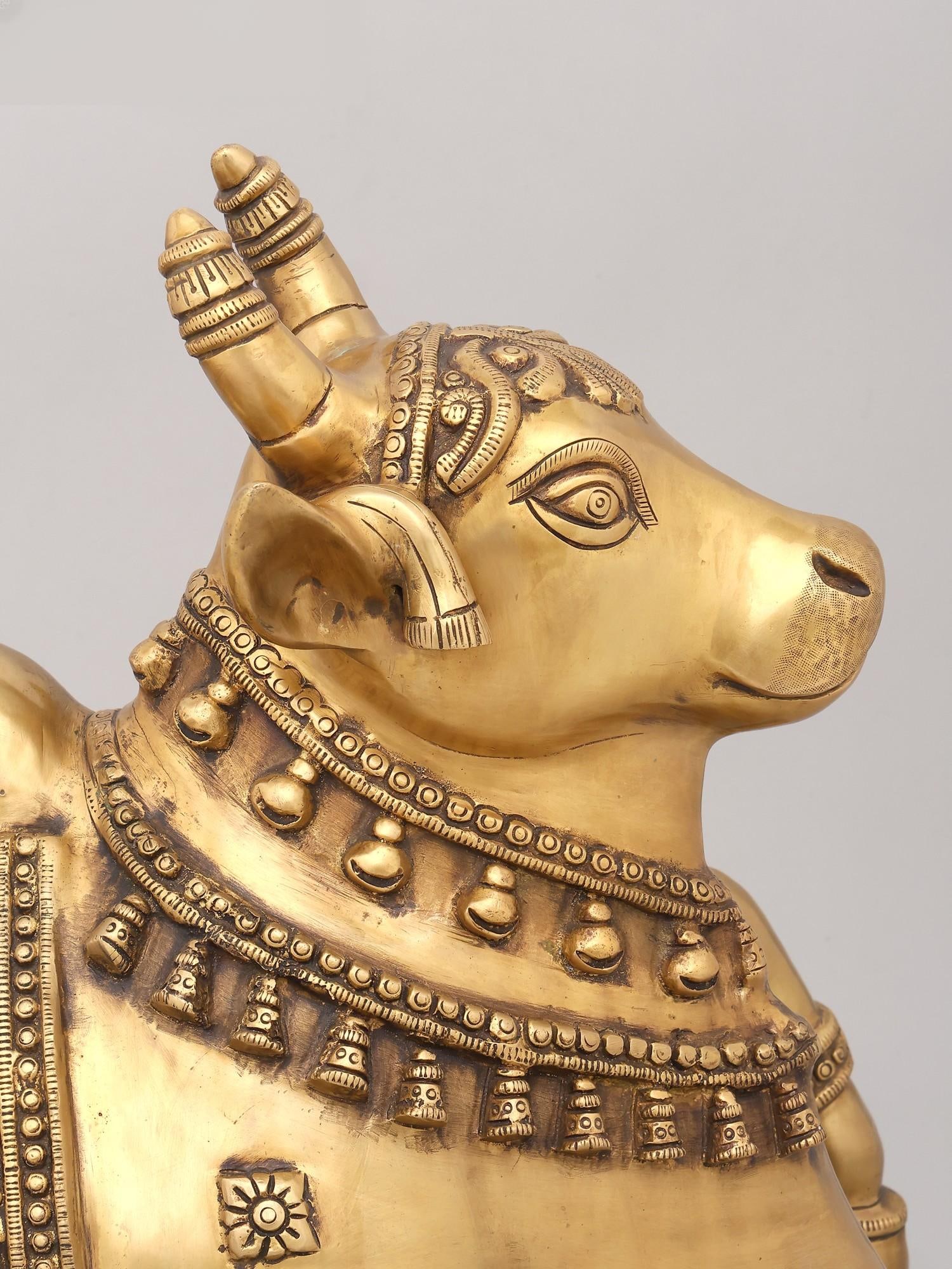25" Nandi - Vahana of Lord Shiva | Brass Statue | Handmade | Made In India - 2