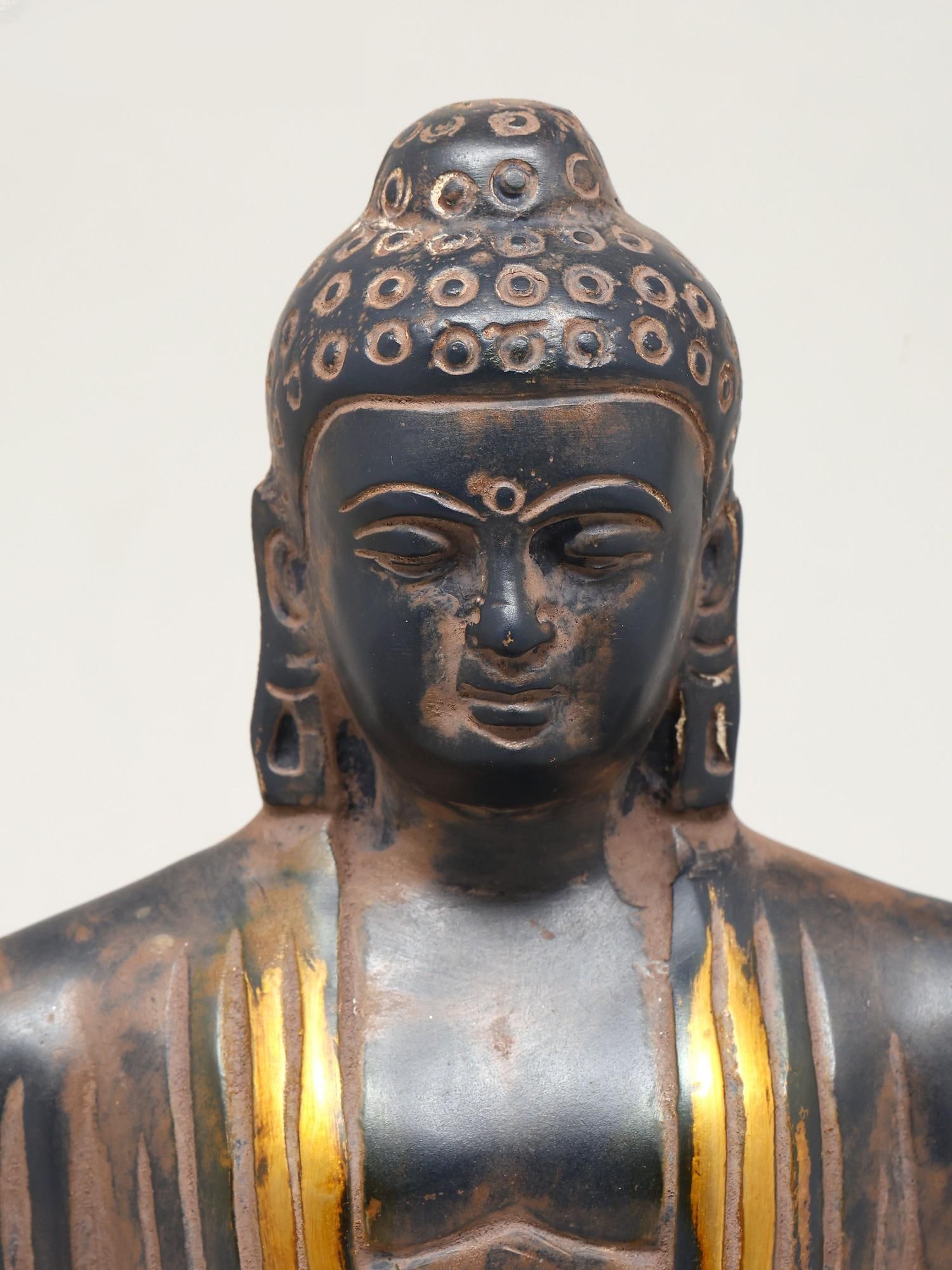 8" Lord Buddha in Dhyan Mudra | Brass Statue - 2