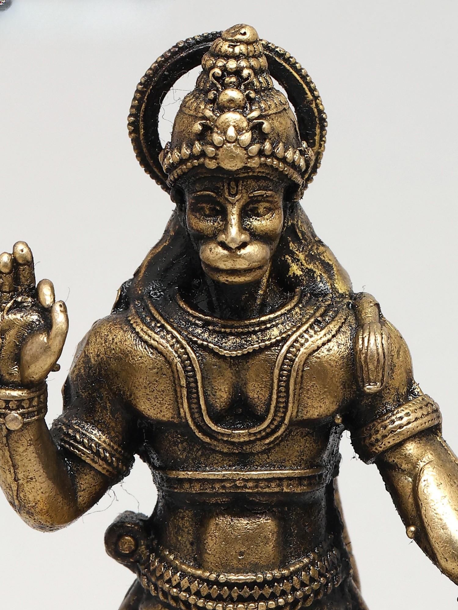 3" Small Superfine Blessing Hanuman with Mace - Symbol of Strength & Devotion | Ideal for Puja - 2