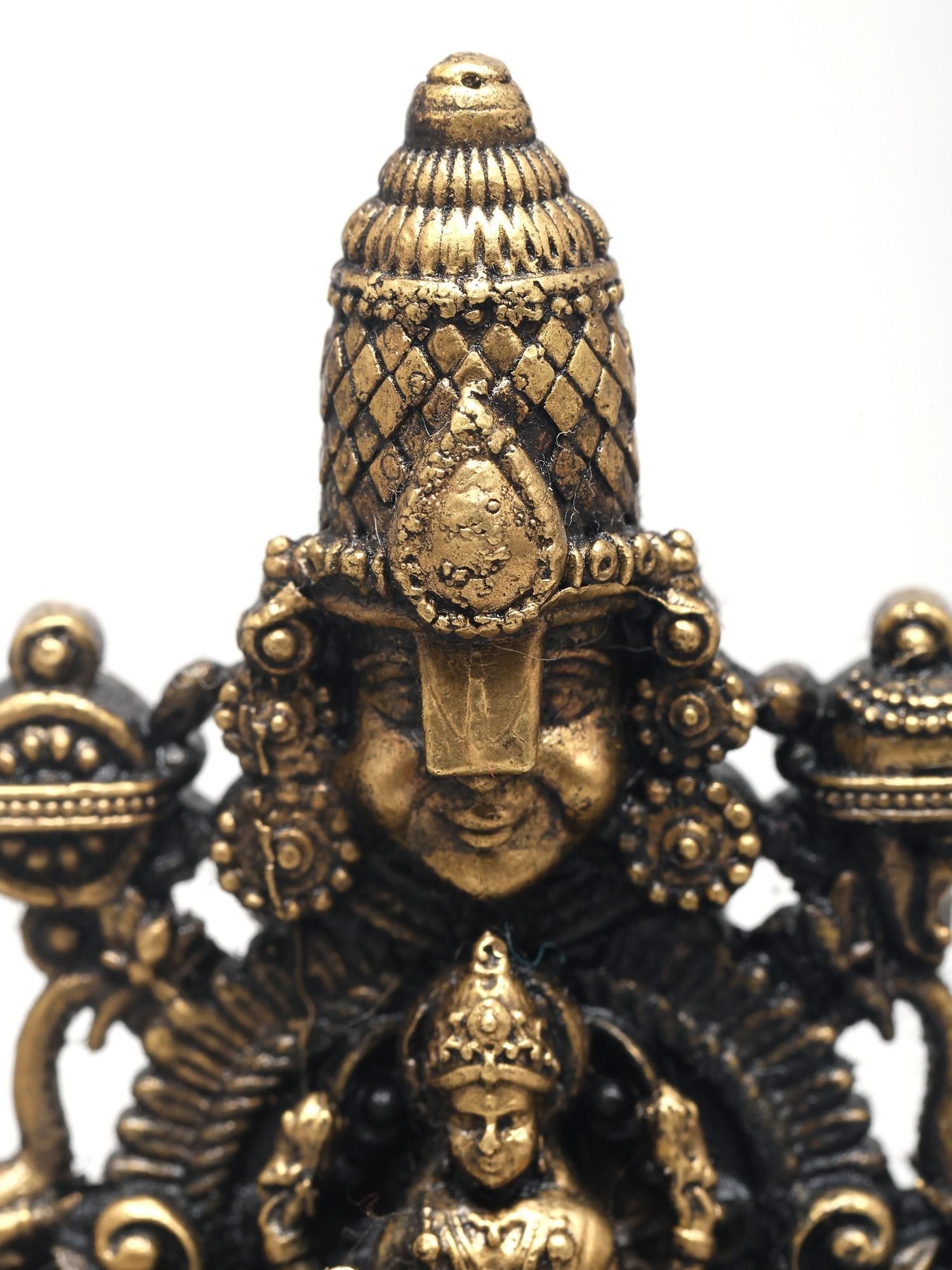 2" Small Superfine Goddess Gajalakshmi and Tirupati Balaji Bust with Vaishnava Symbols | Made in - 2