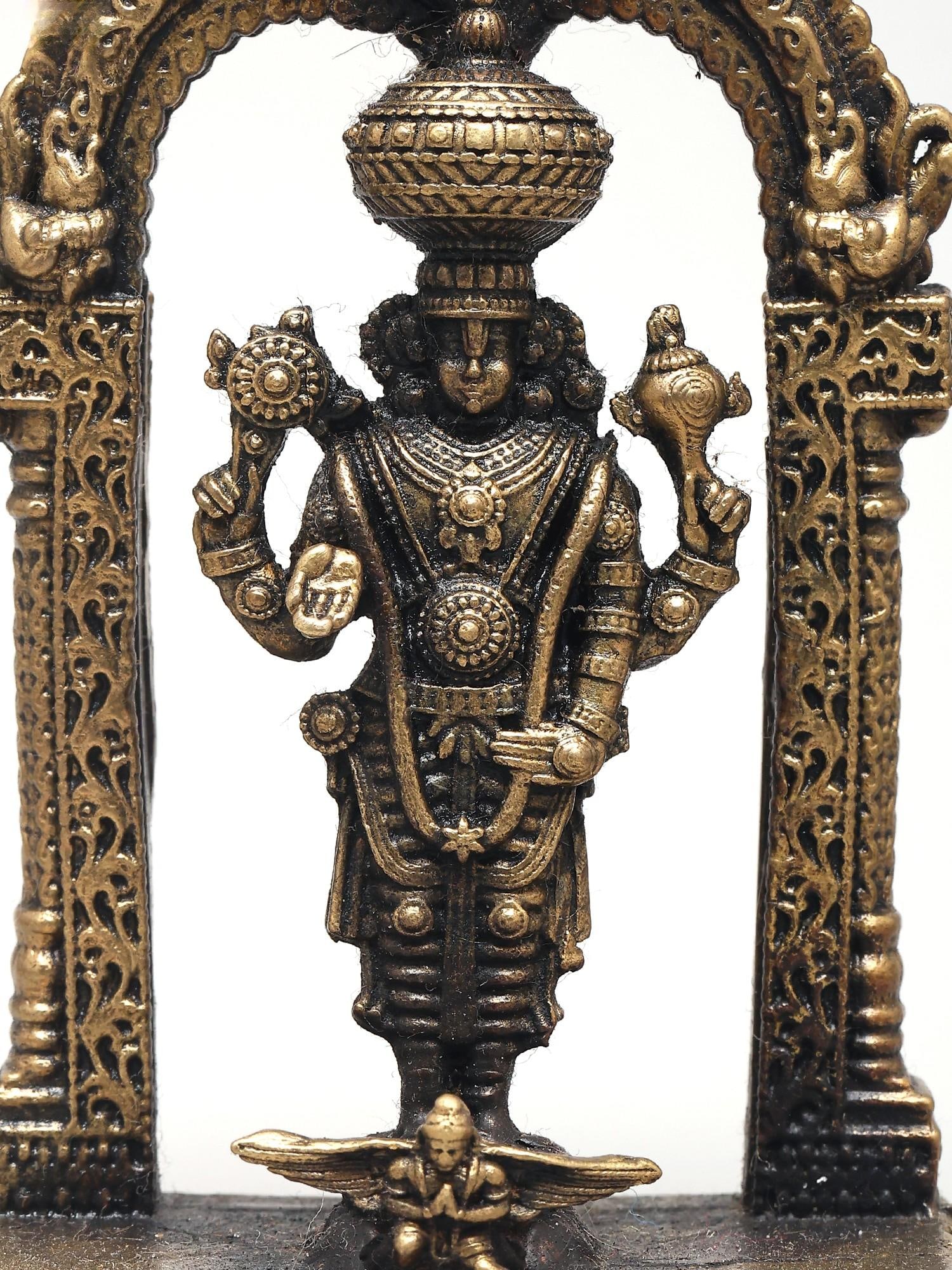 3" Small Superfine Lord Tirupati Balaji and Garuda with Kirtimukha Arch | Made in Coimbatore | Ideal - 2