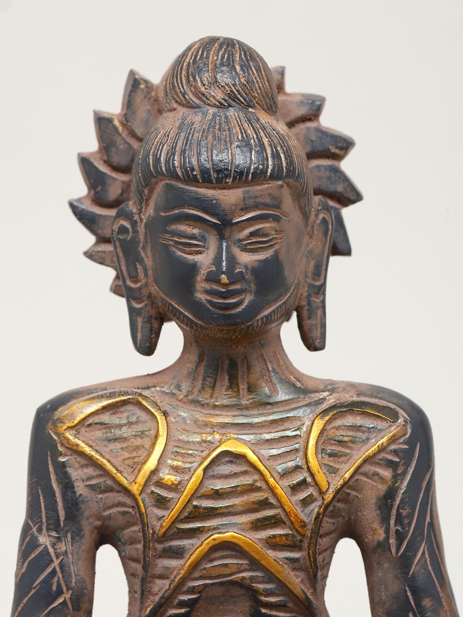 7" Meditating Lord Buddha | Brass Statue - 2