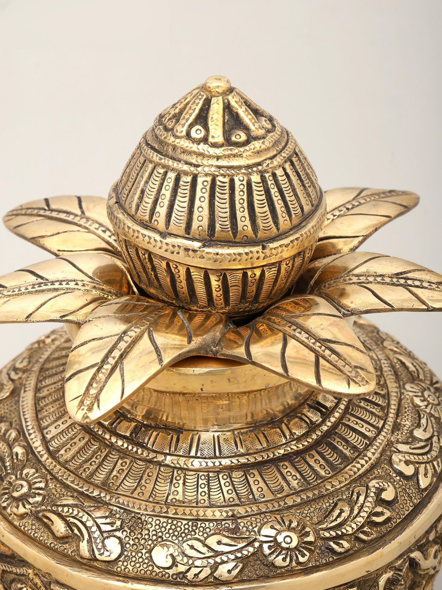 10" Ashtalakshmi Ritual Kalash | Brass Item - 2