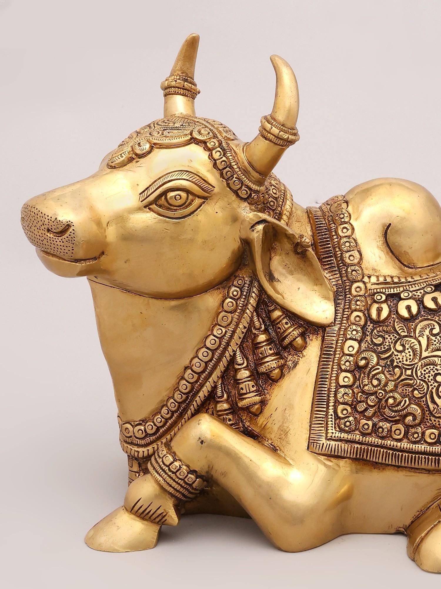 15" Nandi - Vehicle of Lord Shiva | Brass Statue - 2