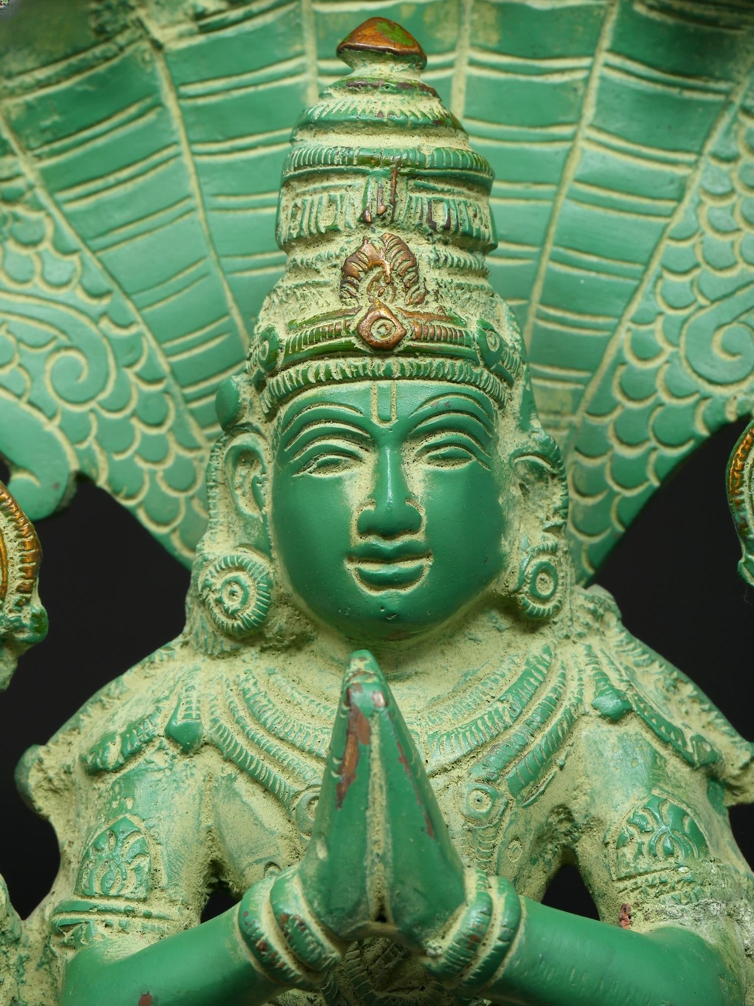 7" Green Toned Sage Patanjali - Founder of Yoga System | Brass Statue - 2