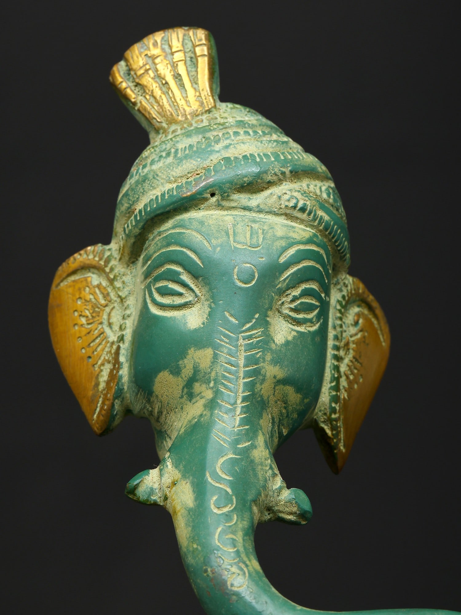 7" Modern Turbaned Ganesha Statue in Brass | Made In India | Handmade - 2