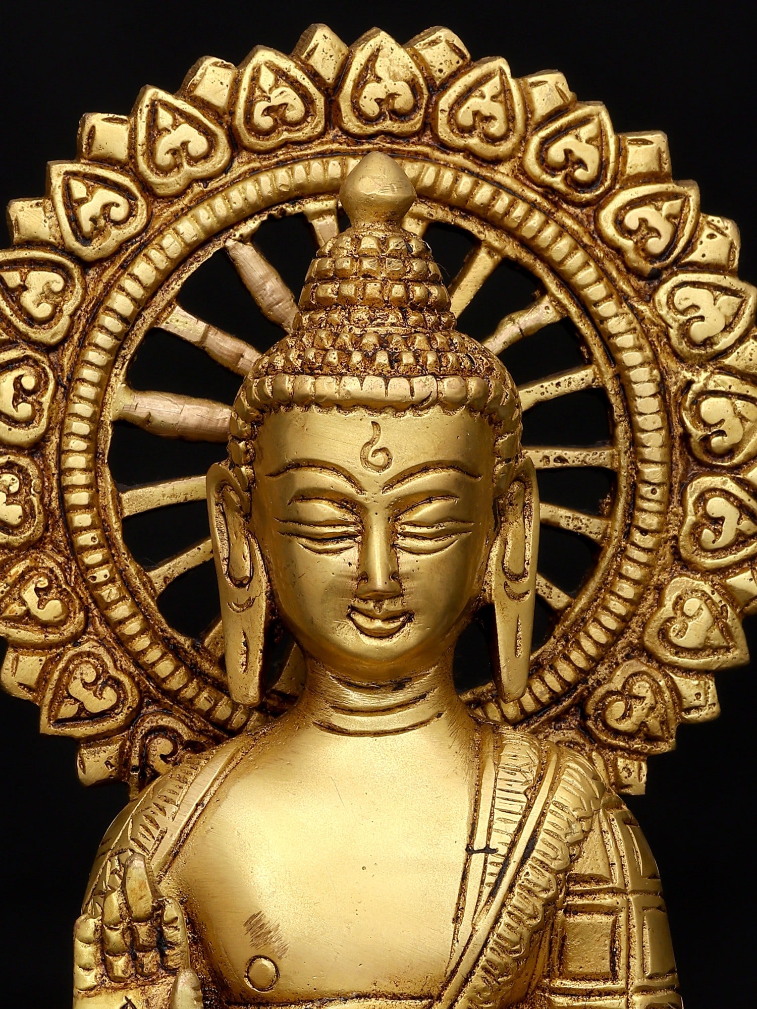 9" Lord Buddha Seated in Abhaya Mudra (Blessing Gesture) | Brass Idol - 2