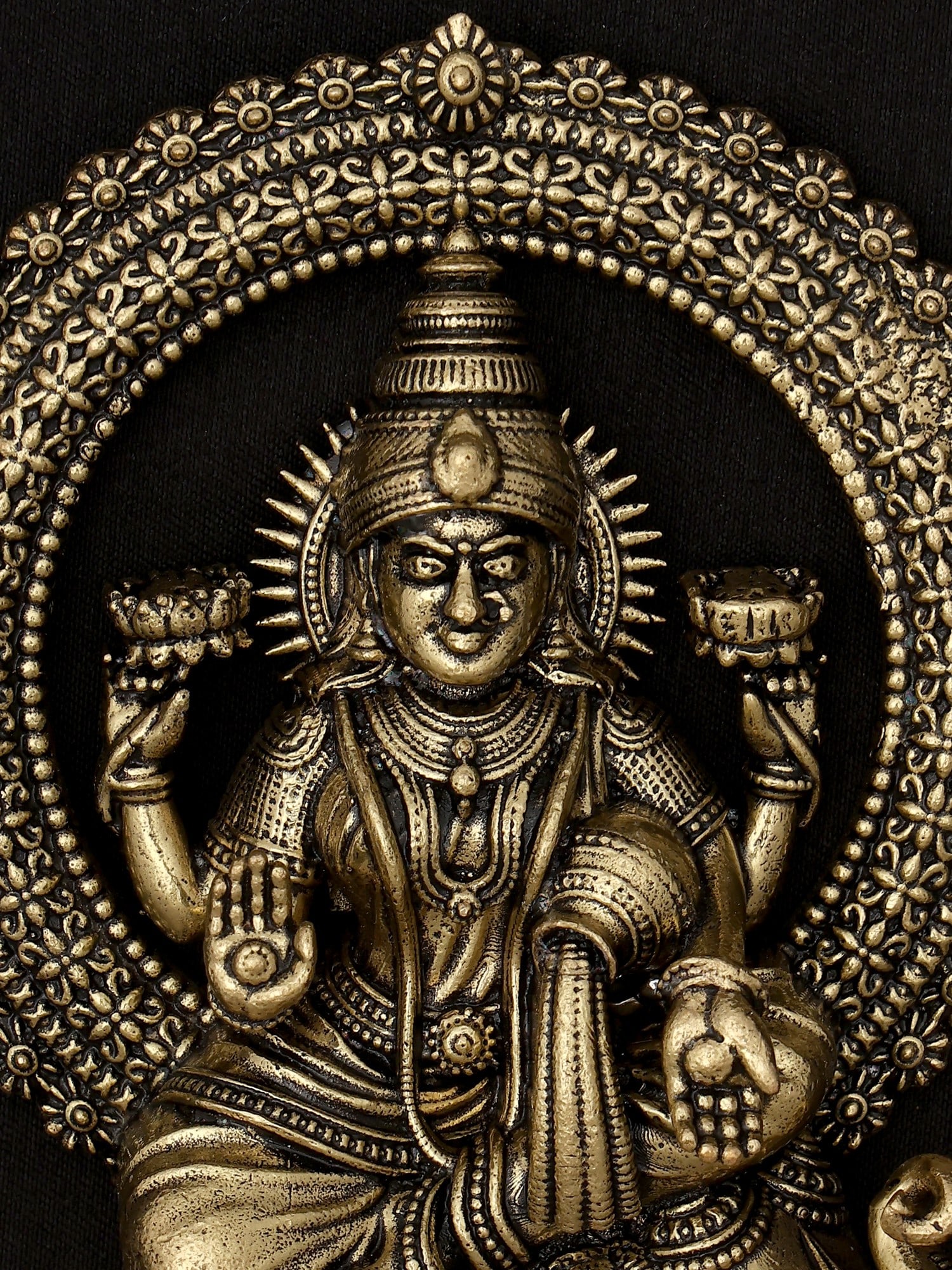 4" Small Superfine Goddess Gajalakshmi | Brass Statue | Wall Hanging - 2