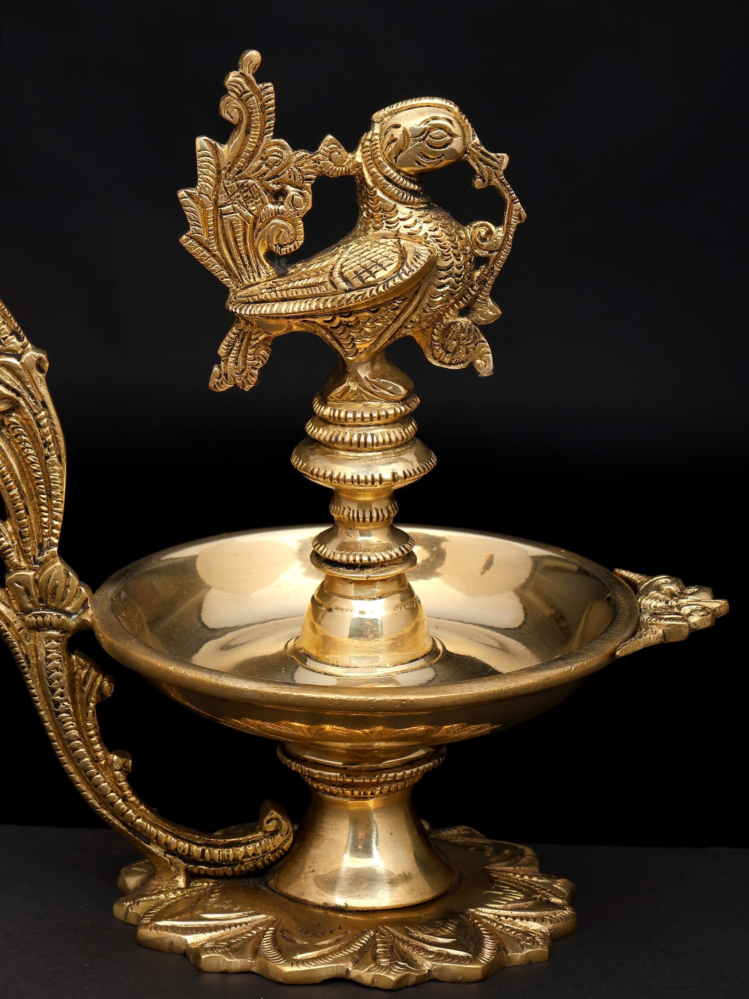 9" Peacock Lamp in Brass | Handmade | Made In India - 2