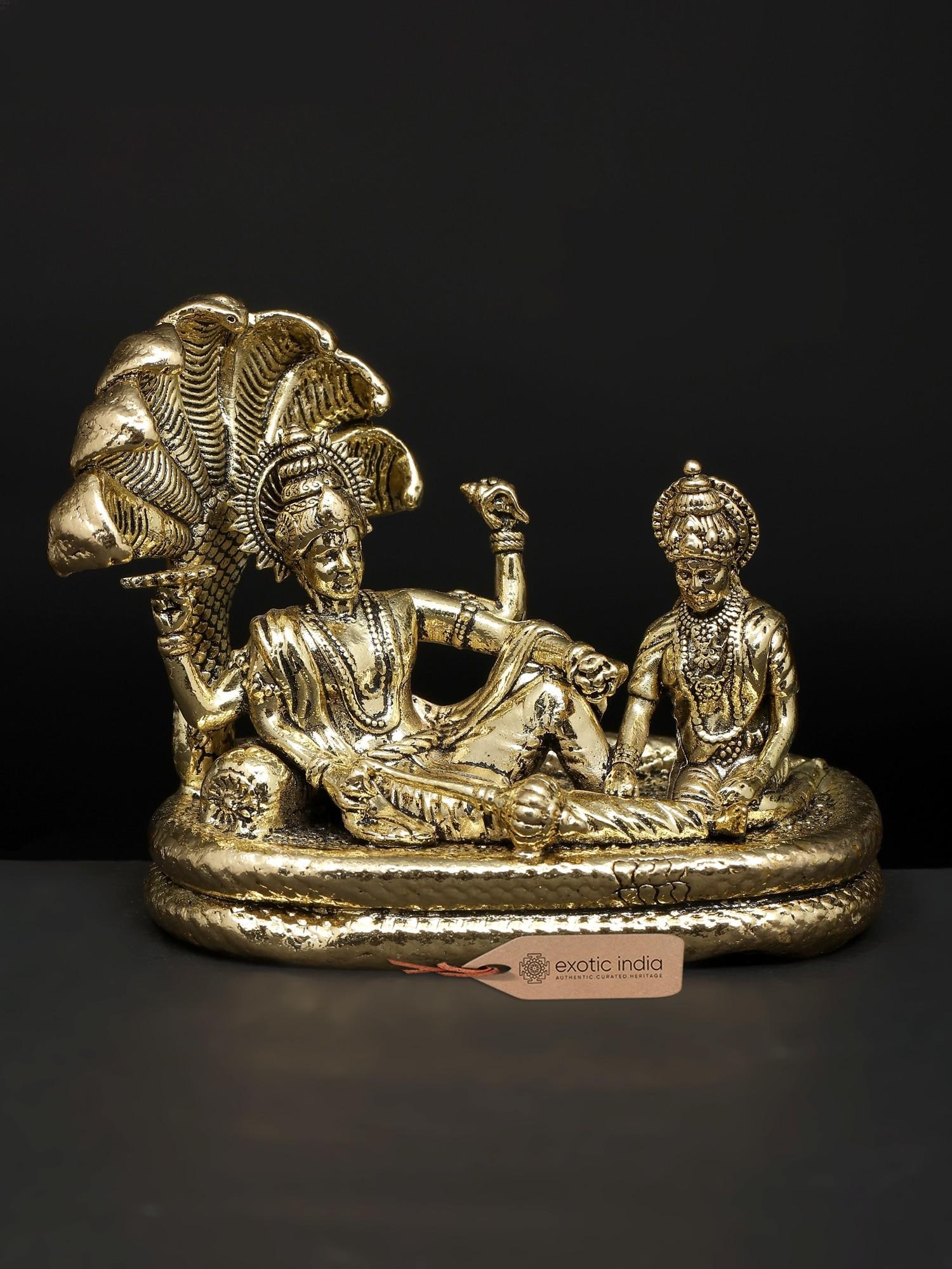 3" Small Superfine Sheshashayi Lord Vishnu with Goddess Lakshmi | Brass Statue: Title: 3" Small Superfine Sheshashayi Lord Vishnu with Goddess Lakshmi | Brass Statue Description: 3" Small Superfine Sheshashayi Lord Vishnu with Goddess Lakshmi | Brass Statue Reserve: $77.40 Shippi
