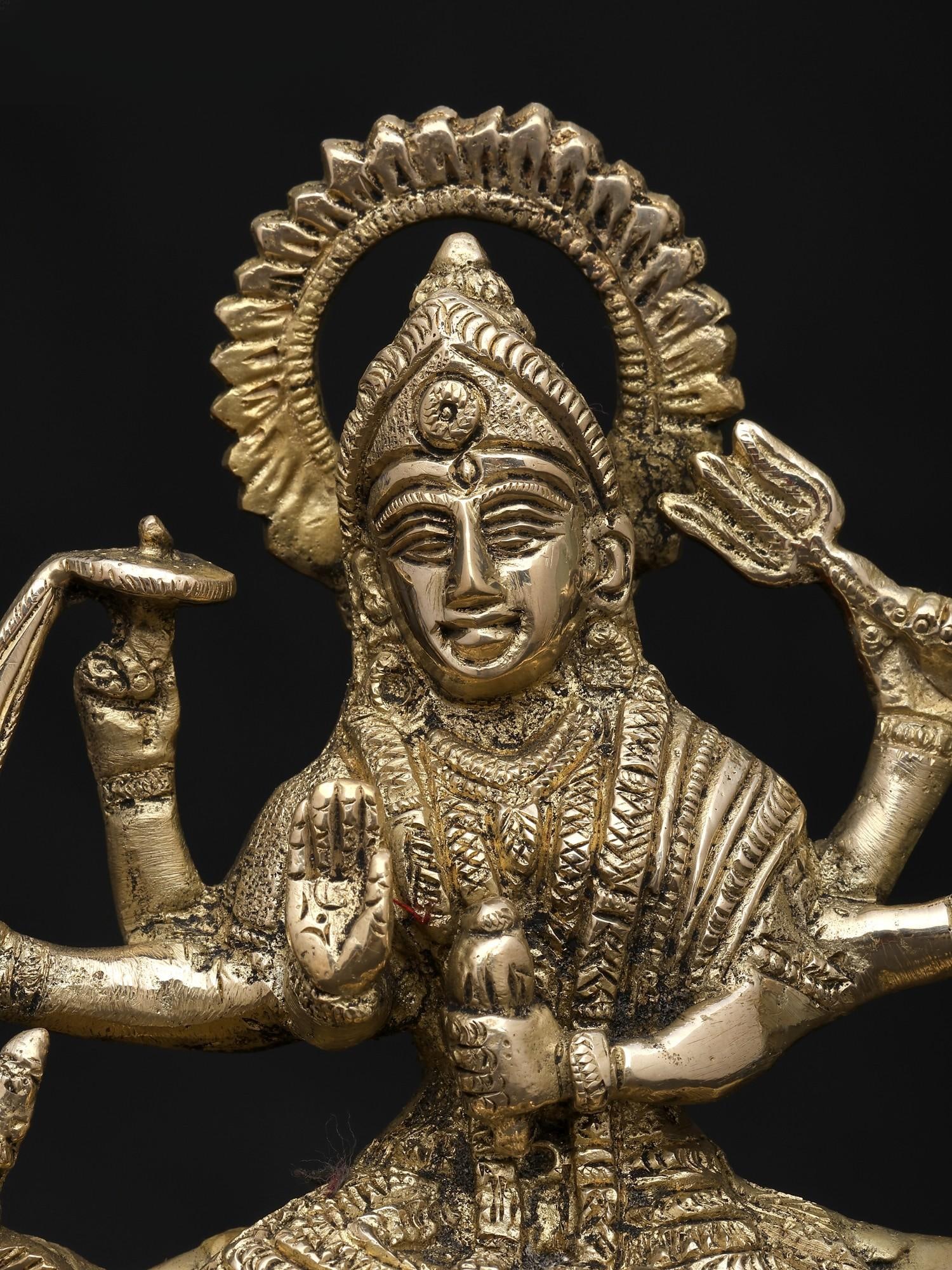 7" Six Armed Blessing Goddess Umiya | Brass Statue - 2