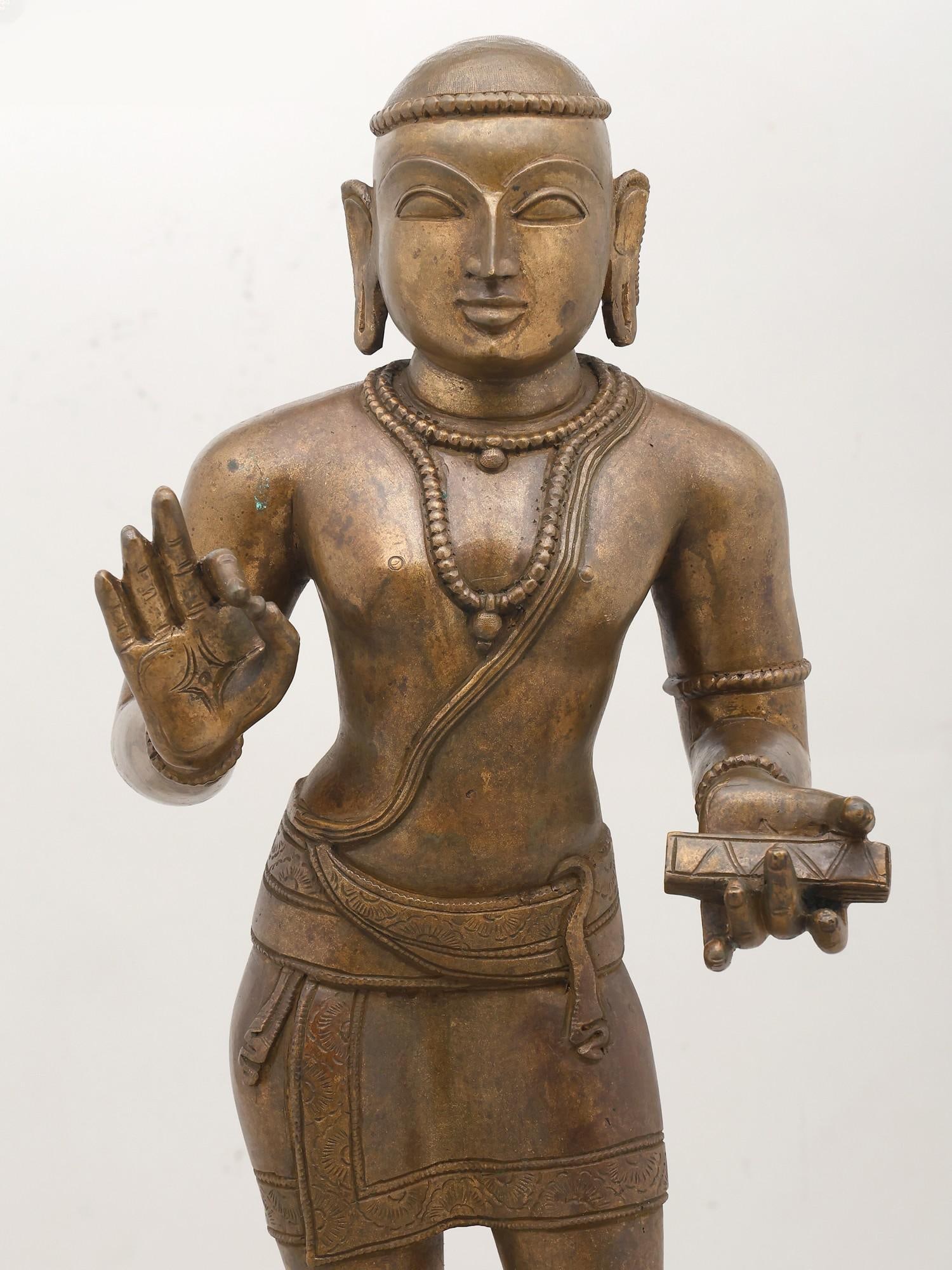 22" Tamil Saint Manikkavacakar | Madhuchista Vidhana (Lost-Wax) | Panchaloha Bronze from Swamimalai - 2
