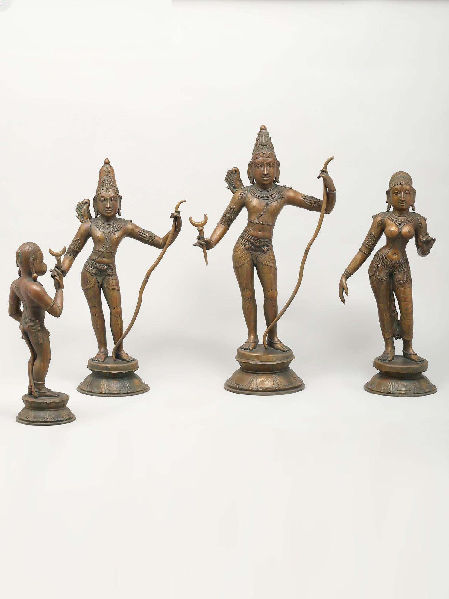Shri Ram Darbar | Set of 4 Statues | Madhuchista Vidhana (Lost-Wax) | Panchaloha Bronze from - 2