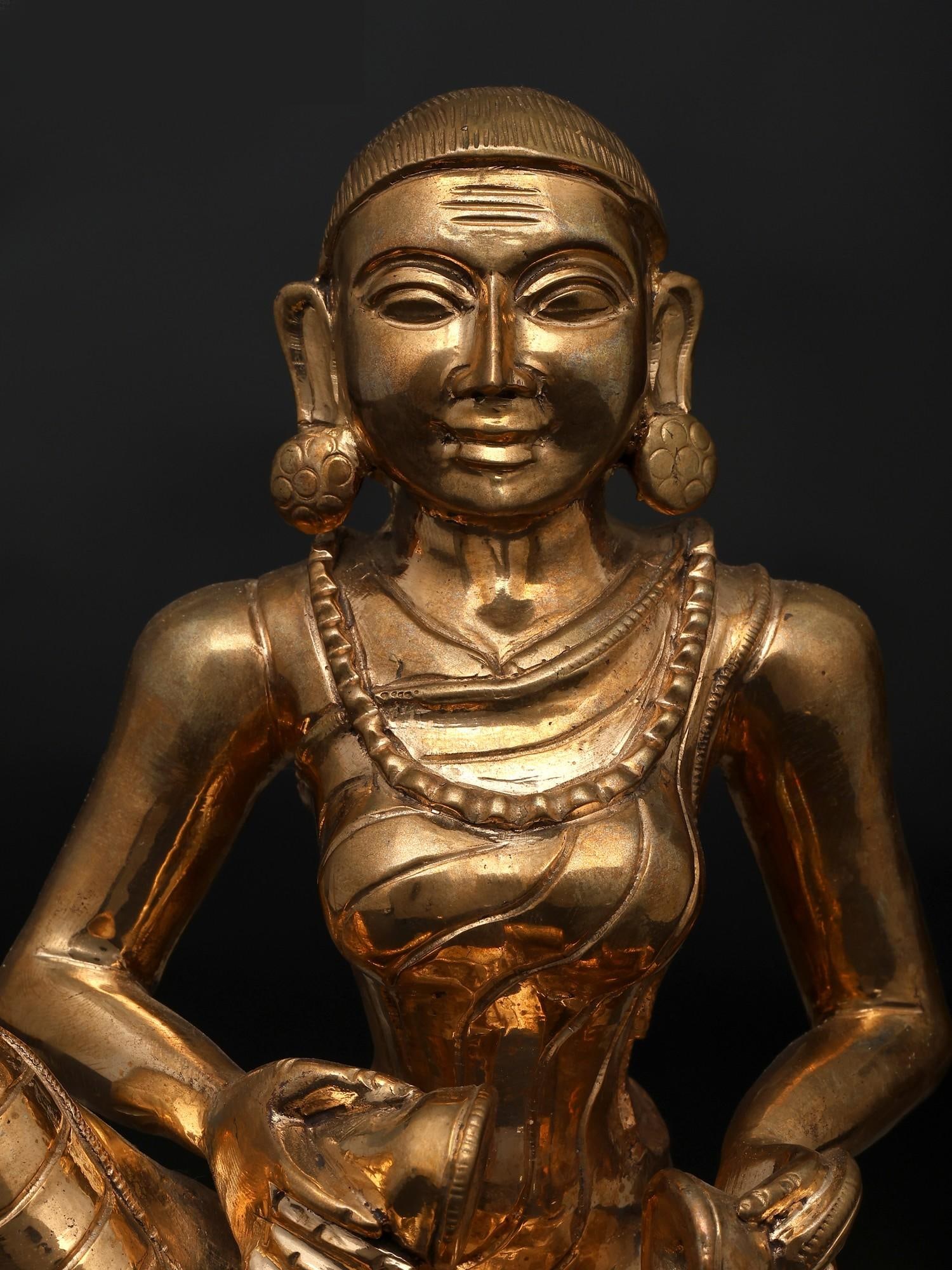 9" Karaikkal Ammaiyar: A Woman Nayanmar Saint | Madhuchista Vidhana (Lost-Wax) | Panchaloha Bronze - 2