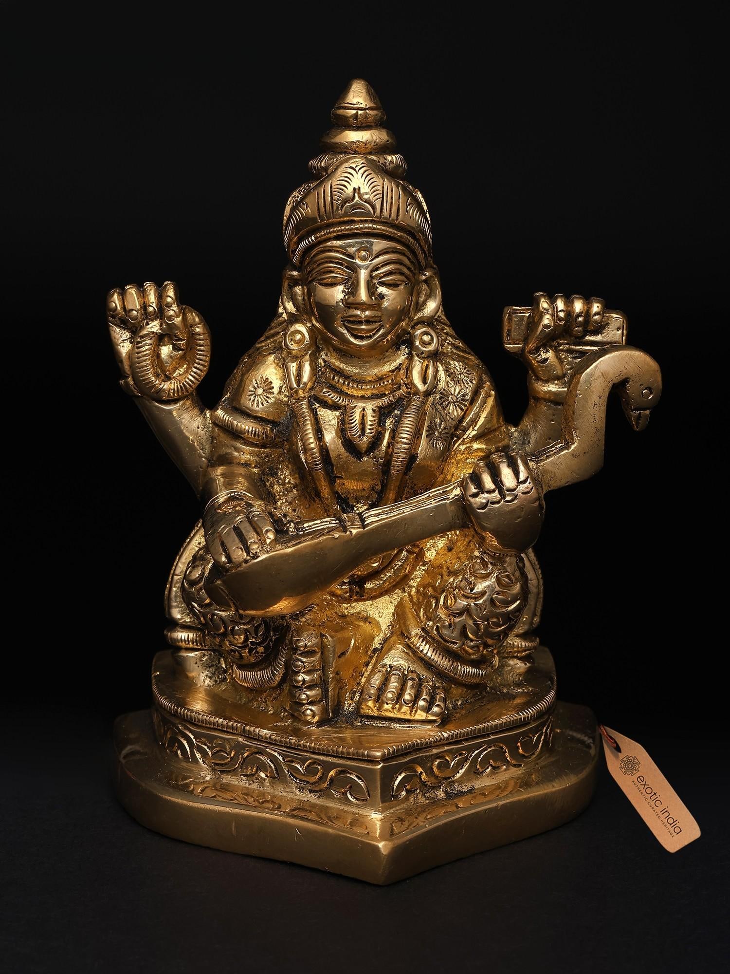 4" Small Goddess Saraswati - The Divine Source of Wisdom and Music | Brass Idol: Title: 4" Small Goddess Saraswati - The Divine Source of Wisdom and Music | Brass Idol Description: 4" Small Goddess Saraswati - The Divine Source of Wisdom and Music | Brass Idol Reserve: $44.10 Ship
