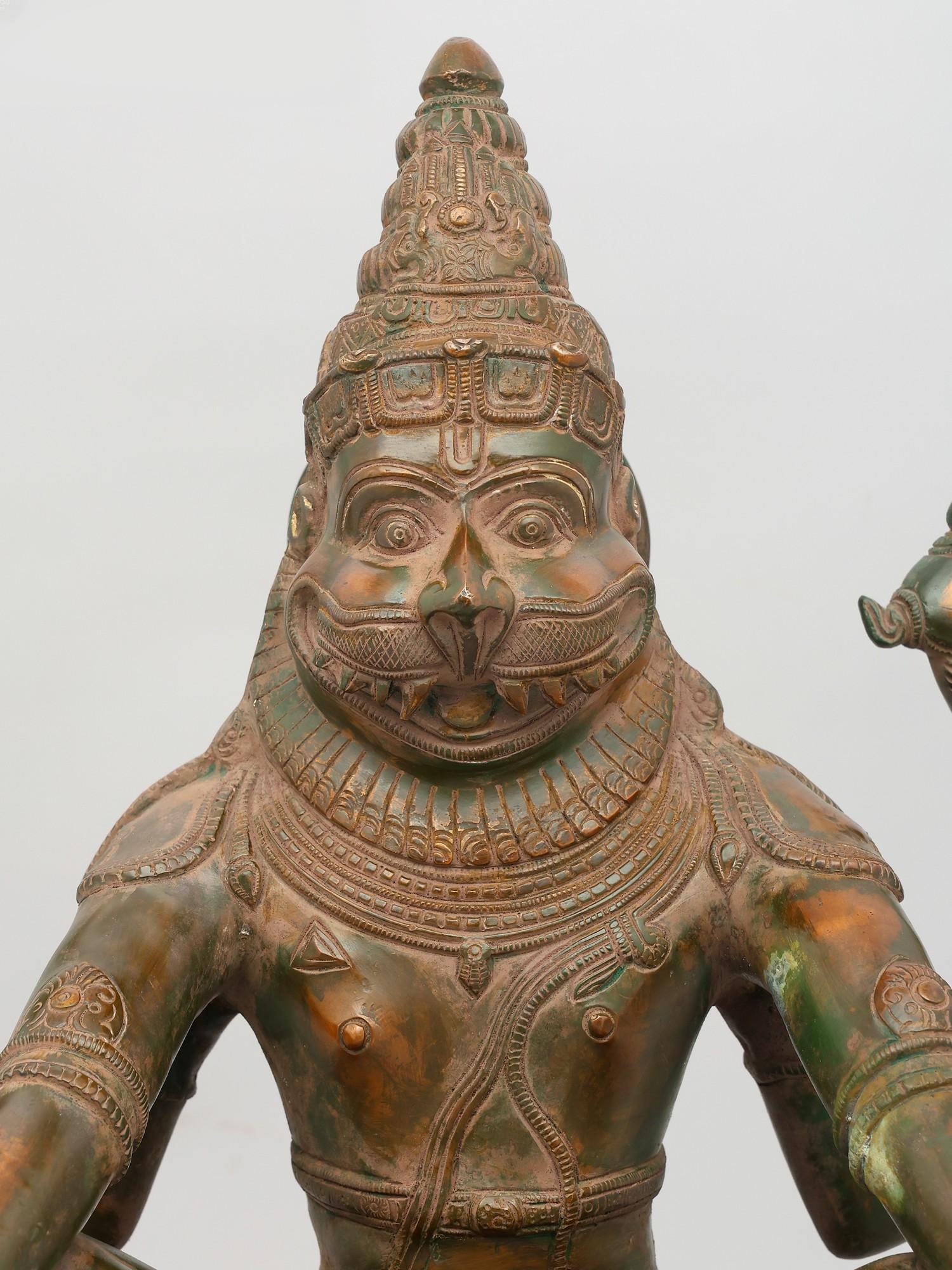 20" Yoga Narasimha - Fourth Incarnation of Lord Vishnu | Brass Statue - 2