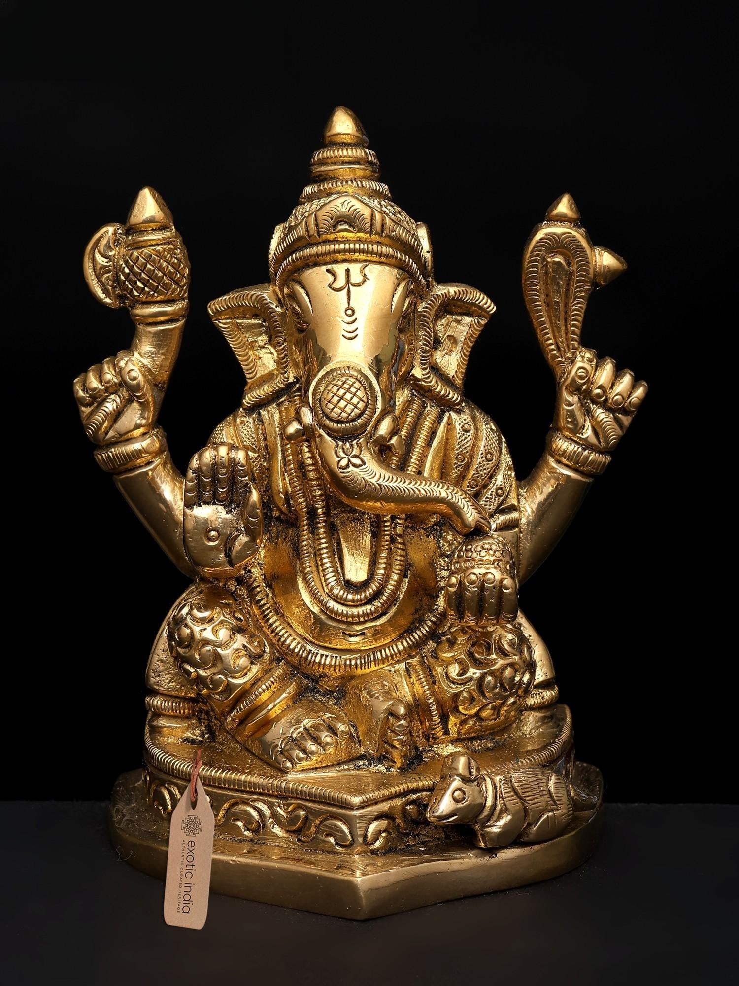 4" Lord Ganesha - The Destroyer of Obstacles | Brass Sculpture: Title: 4" Lord Ganesha - The Destroyer of Obstacles | Brass Sculpture Description: 4" Lord Ganesha - The Destroyer of Obstacles | Brass Sculpture Reserve: $41.40 Shipping: Domestic: Shipping rates are