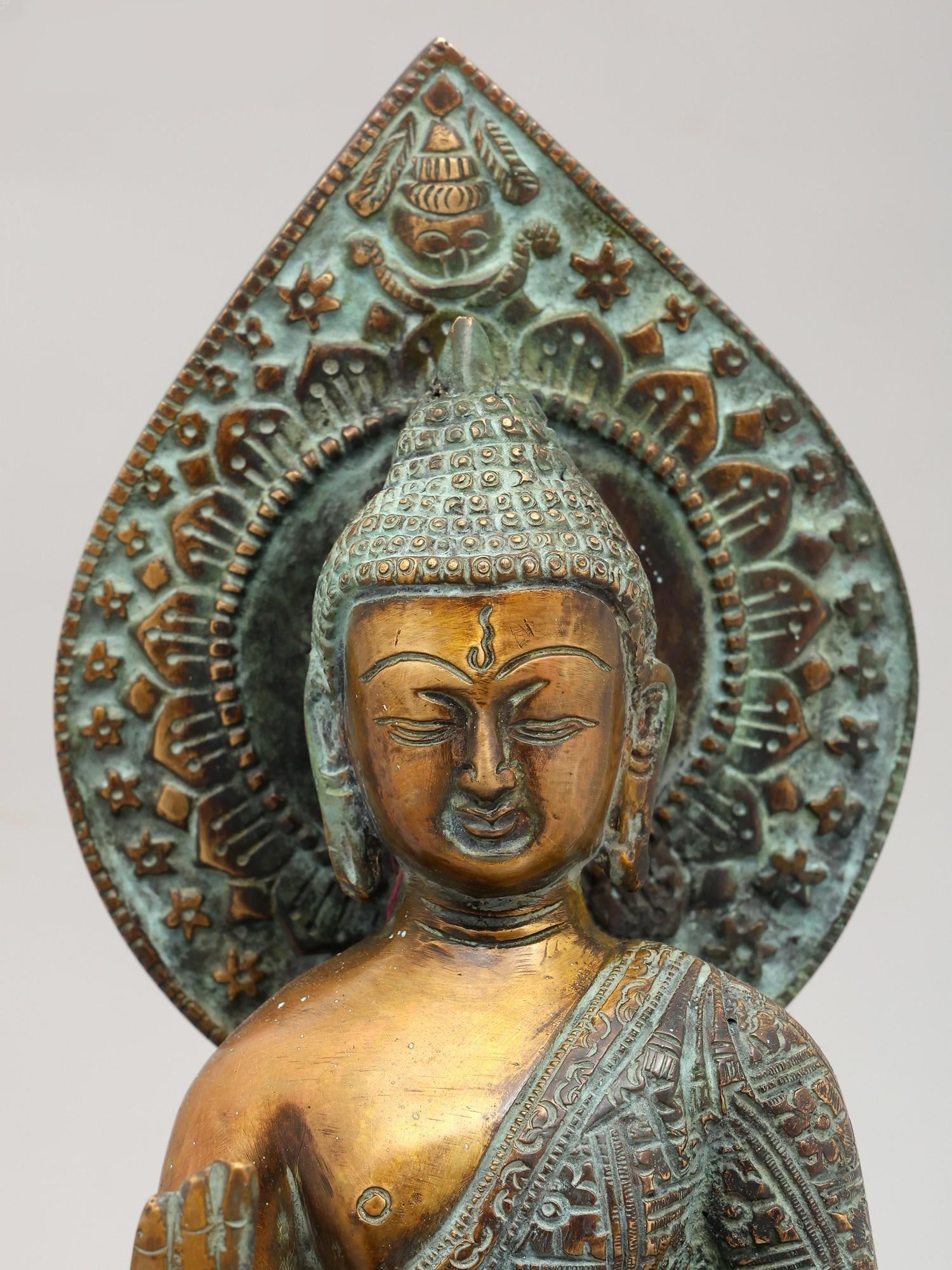 13" Shakyamuni Buddha in Abhaya Mudra | Brass Statue - 2