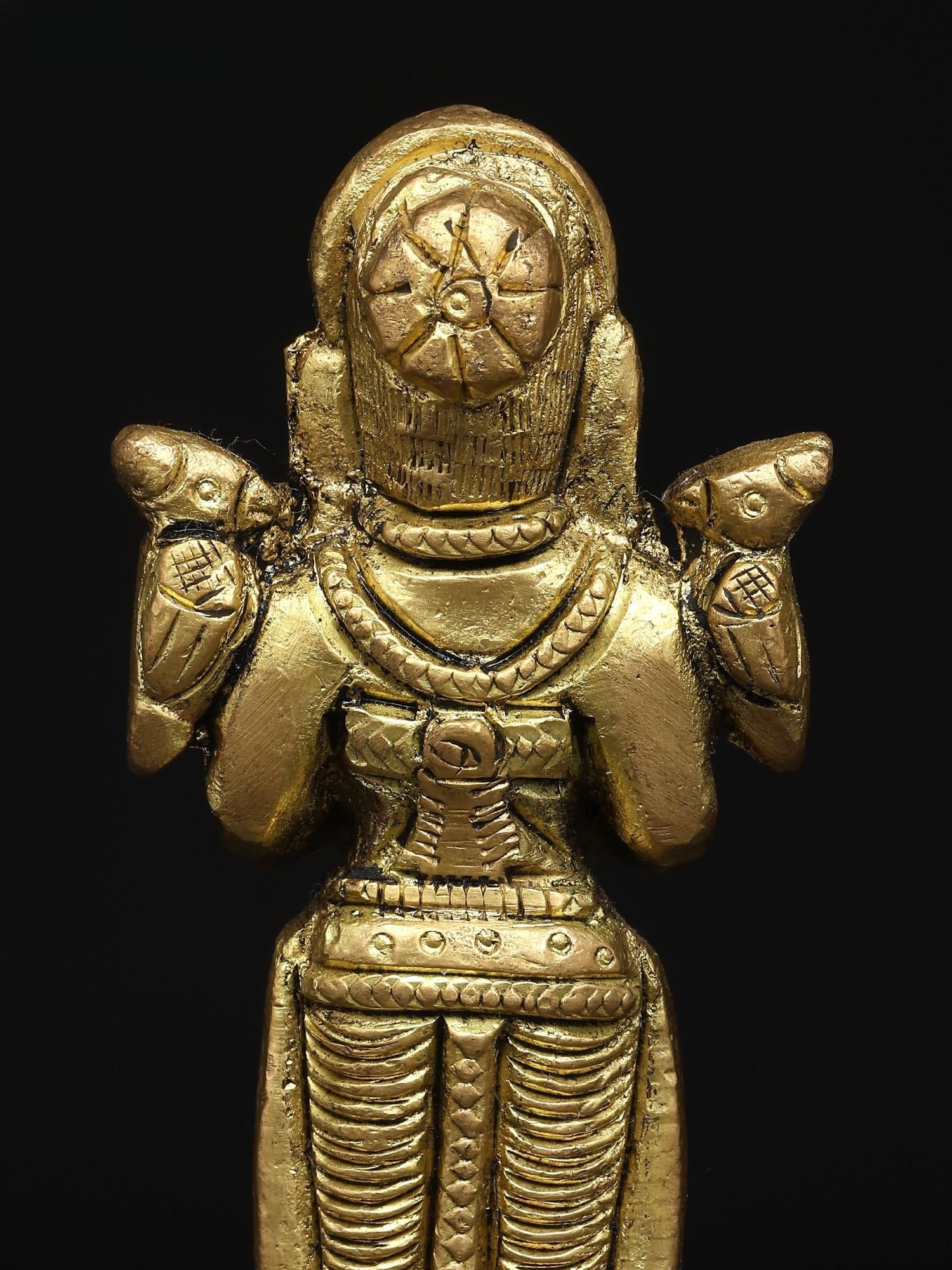 4" Small Deeplakshmi Oil Lamp for Auspicious Benefit | Brass Figurine - 2