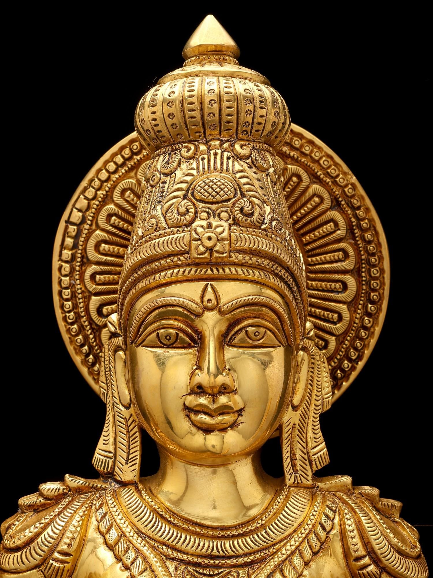 18" Four Armed Goddess Saraswati | Brass Statue - 2