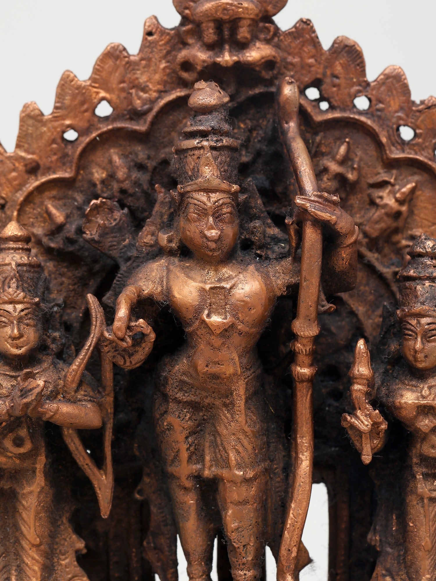 6" Small Shri Ram Darbar | Copper Statue - 2