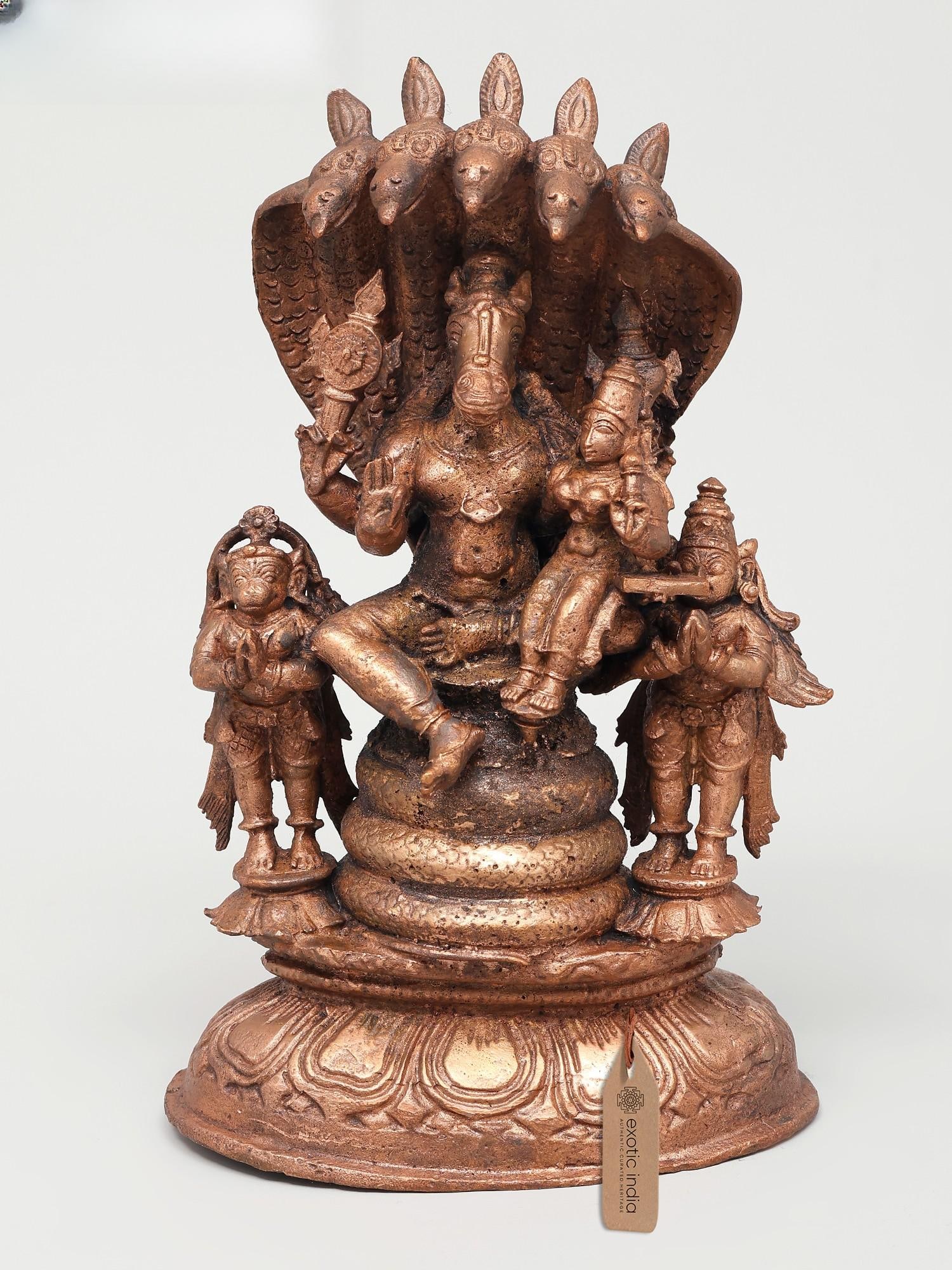7" Sitting Hayagriva - Lakshmi with Garuda and Hanuman | Copper Statue: Title: 7" Sitting Hayagriva - Lakshmi with Garuda and Hanuman | Copper Statue Description: 7" Sitting Hayagriva - Lakshmi with Garuda and Hanuman | Copper Statue Reserve: $357.30 Shipping: Domestic: S