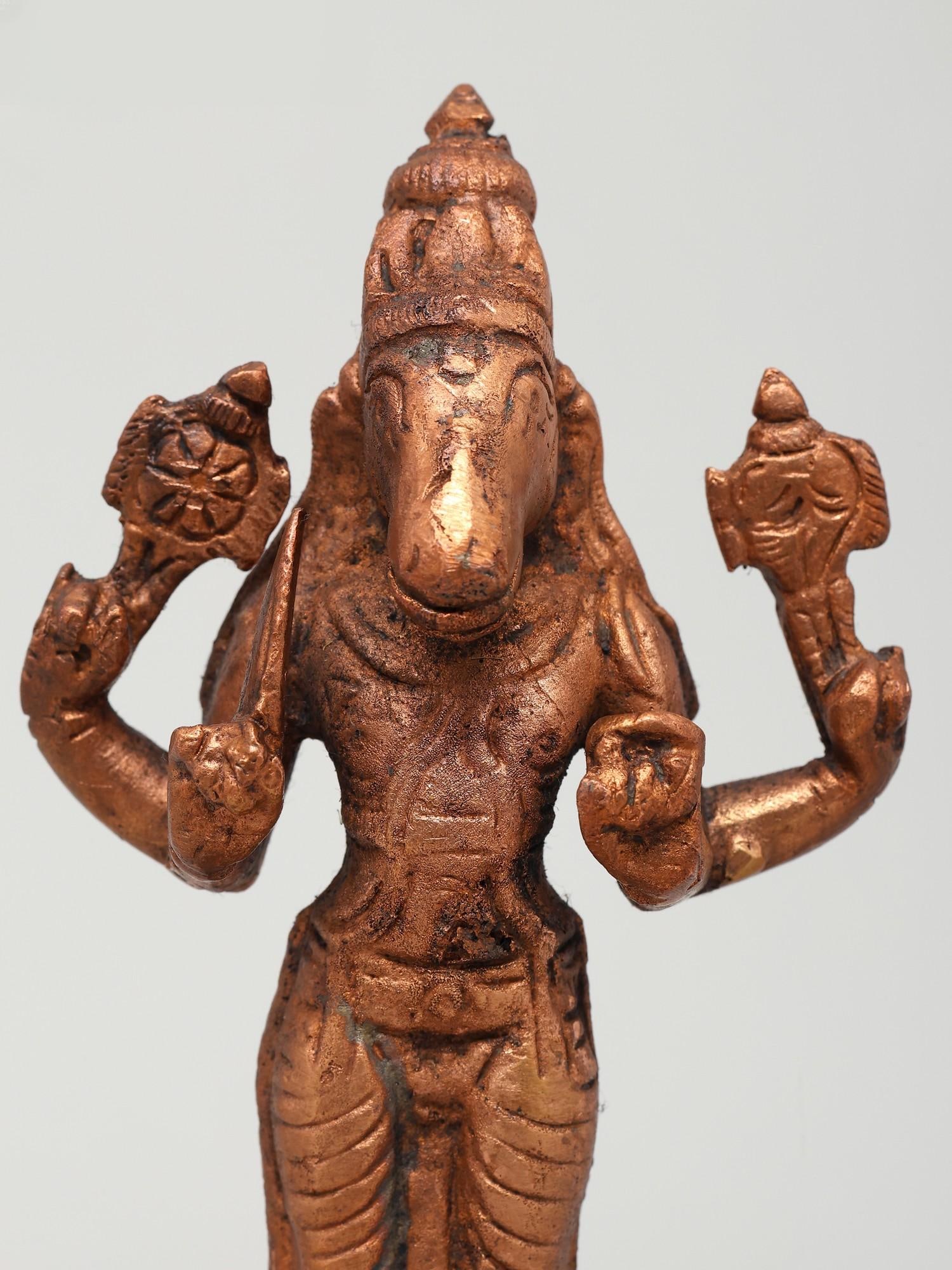 5" Small Standing Lord Varaha | Copper Idol - 2