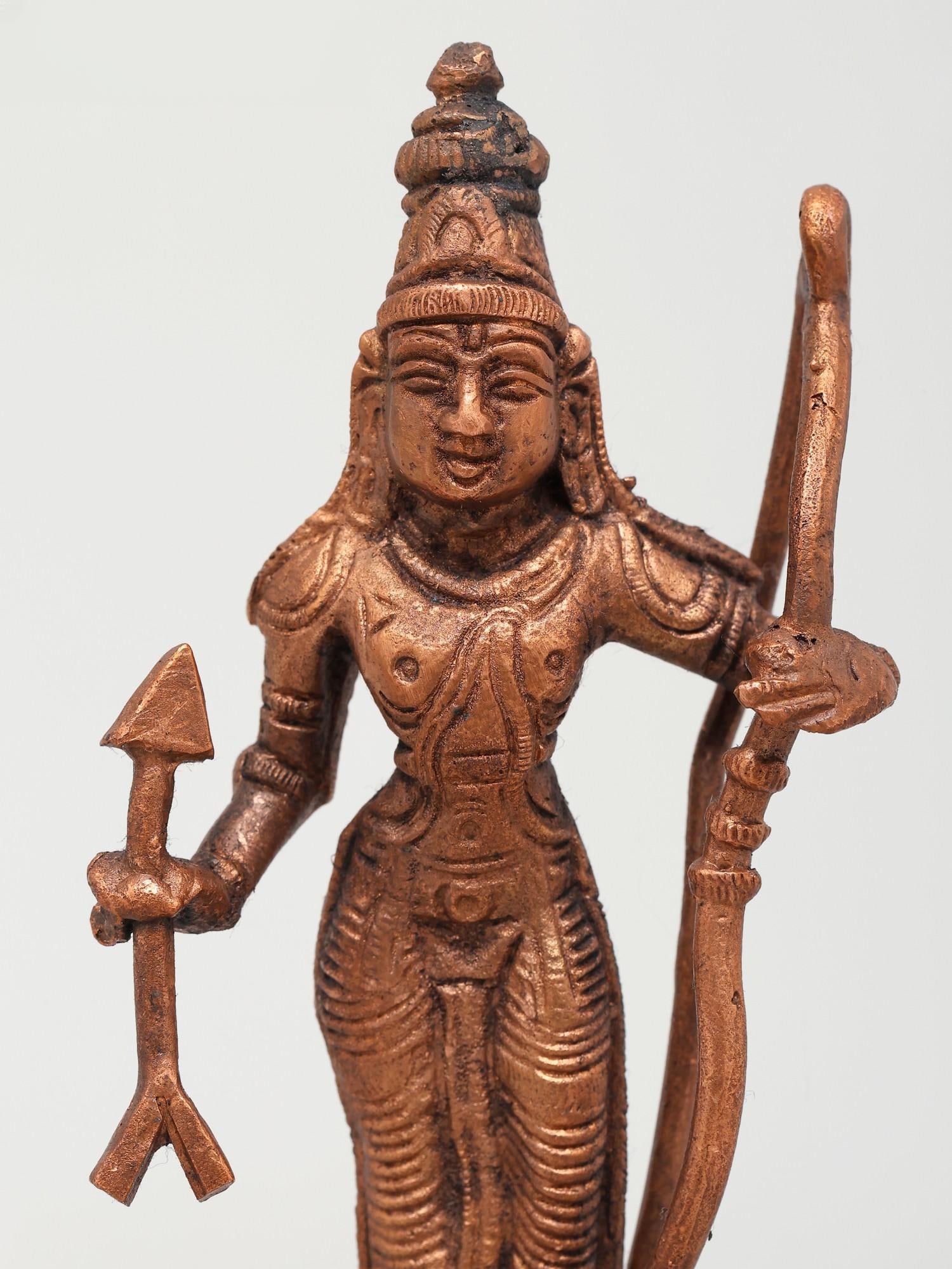 5" Small Standing Lord Rama | Copper Statue - 2