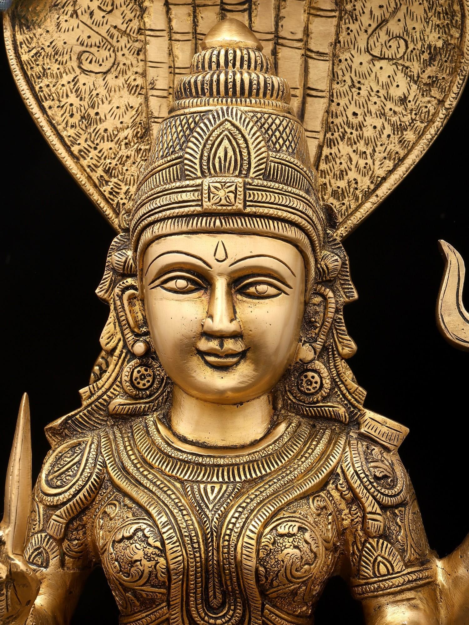 17" Devi Mariamman Brass Idol - Goddess of Rain and Fertility - 2