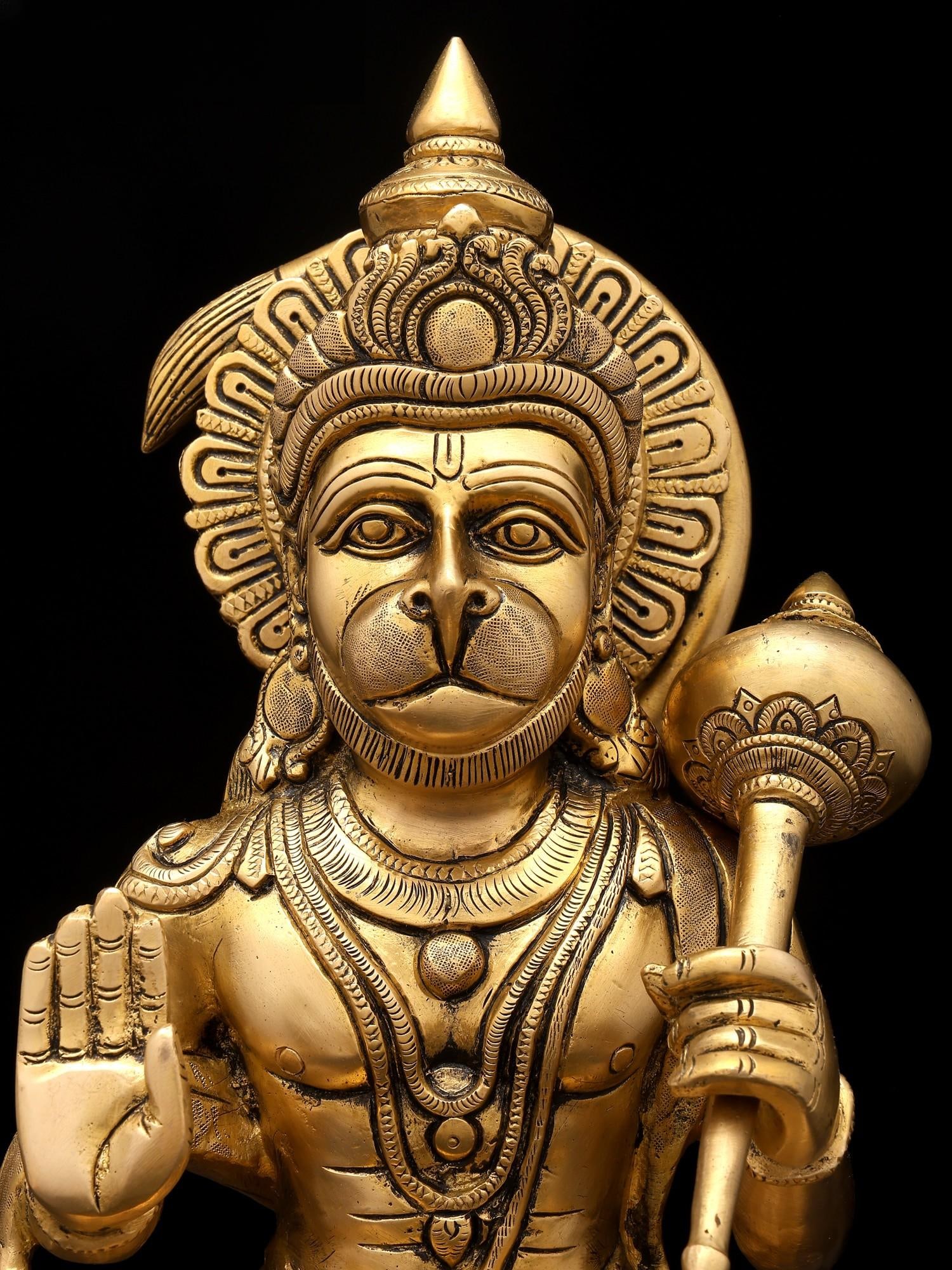 14" Blessing Lord Hanuman | Brass Idol - 2