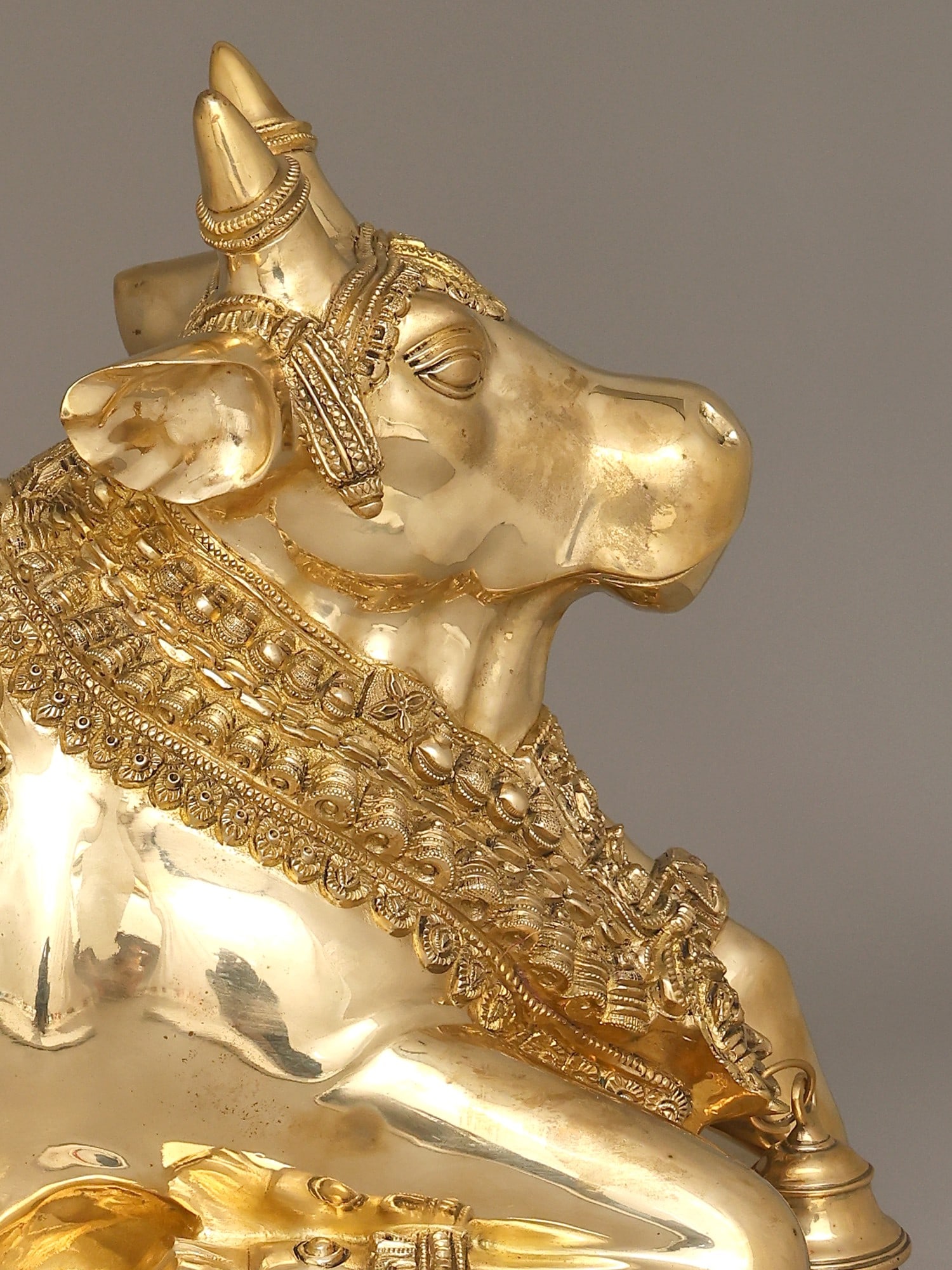24" Decorated Brass Nandi Statue - Vahana of Lord Shiva - 2