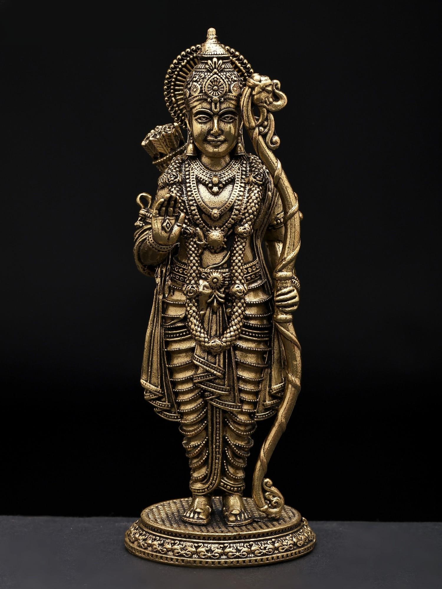 5" Small Superfine Shri Ram Darbar | Set of Four | Brass Statues - 2