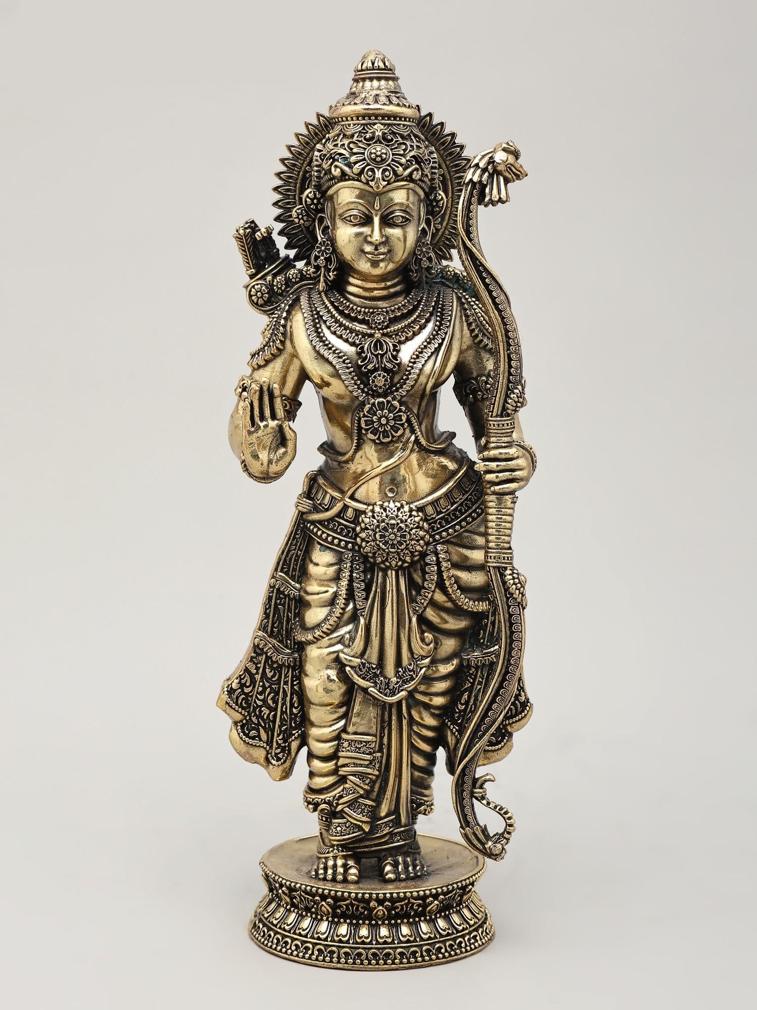 9" Superfine Shri Ram Darbar | Set of Four Brass Statues - 2