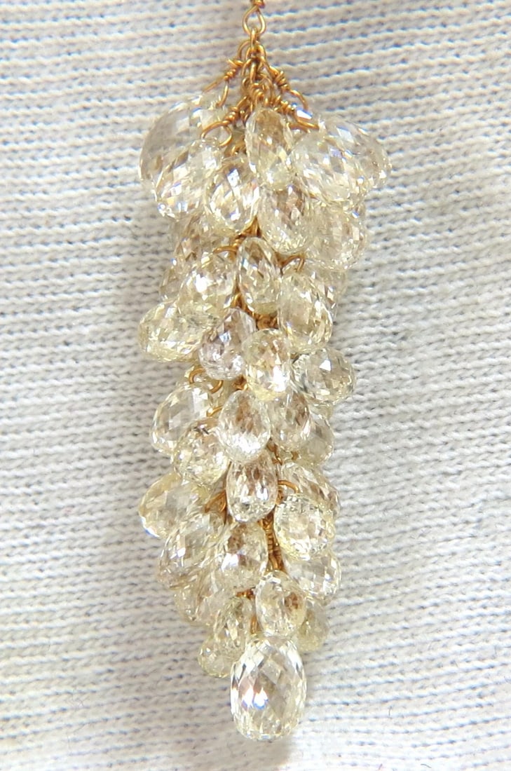 50.15ct Natural Fancy color briolette diamond dangle earrings 18kt grapevine** - 2
