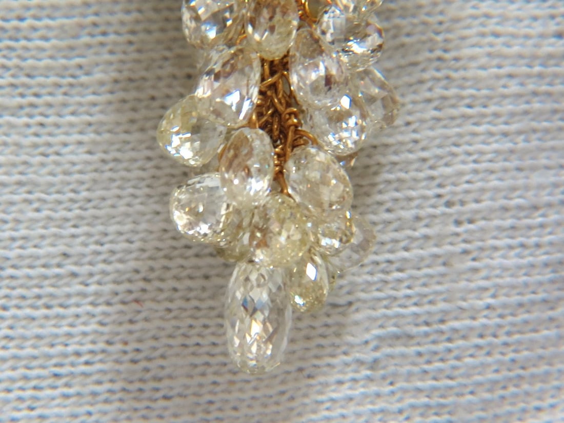 50.15ct Natural Fancy color briolette diamond dangle earrings 18kt grapevine** - 8